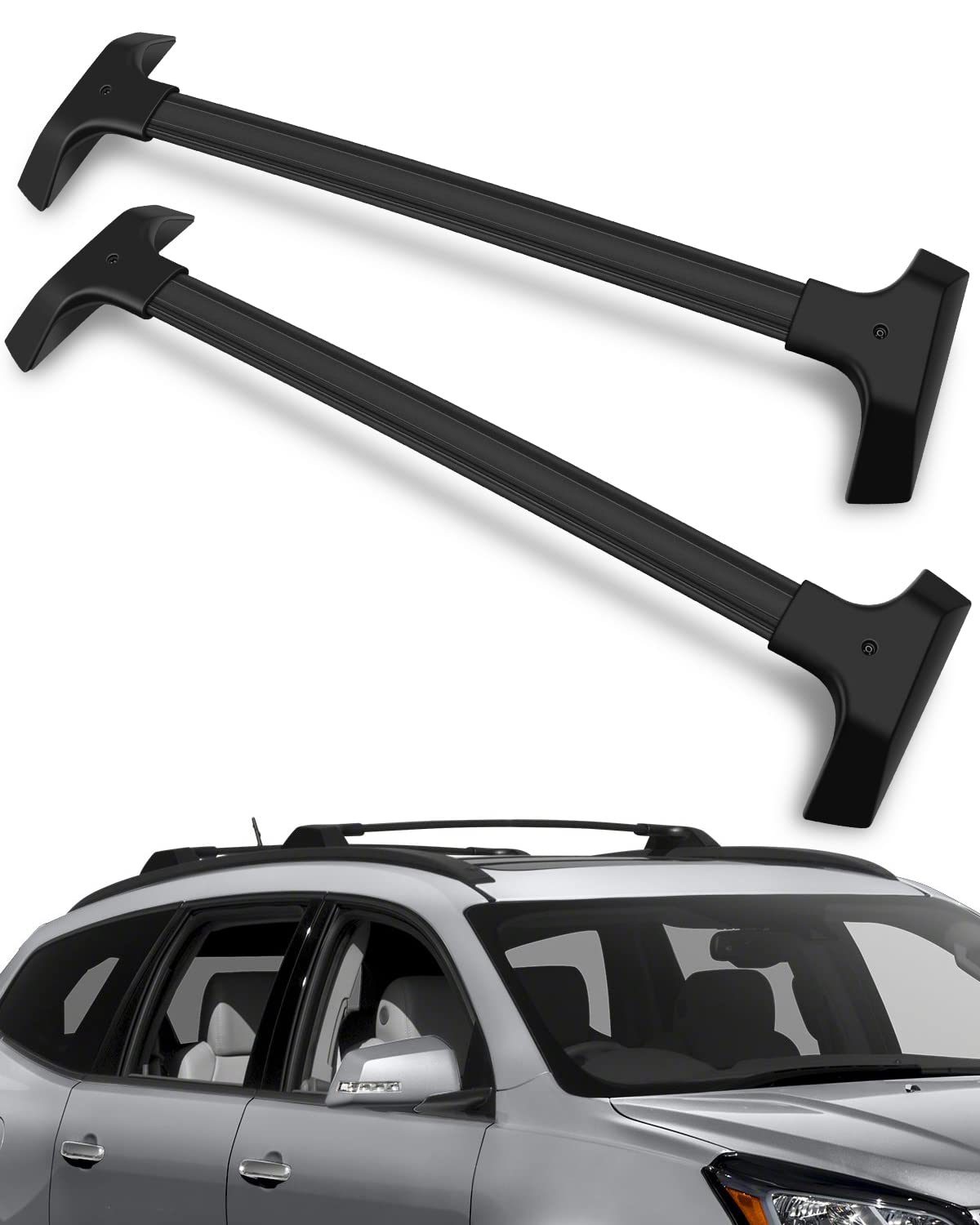 CCiyu Aluminum Roof Rack Cross Bars for Chevrolet Traverse 3.6L 2009-2017 - Universal Car Top Luggage Carrier System - Perfect for Road Trips, Camping Gear & Outdoor Adventures