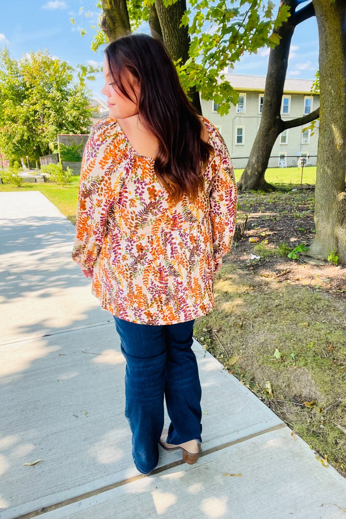 Fall in Love Taupe & Rust Floral Print Babydoll Bubble Sleeve Top | Women's Vintage Chic Blouse for Date Night & Special Occasions