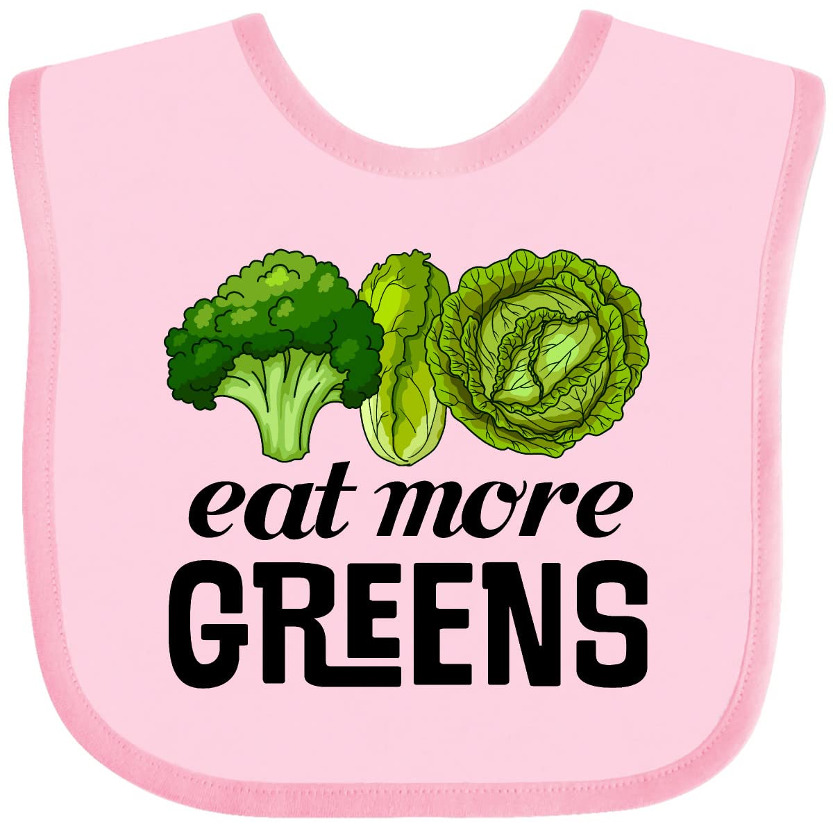Inktastic Eat More Greens Broccoli Cabbage Baby Bib - Adorable Organic Cotton Drool Bib for Infants & Toddlers - Perfect for Mealtime, Daycare, and Photo Shoots