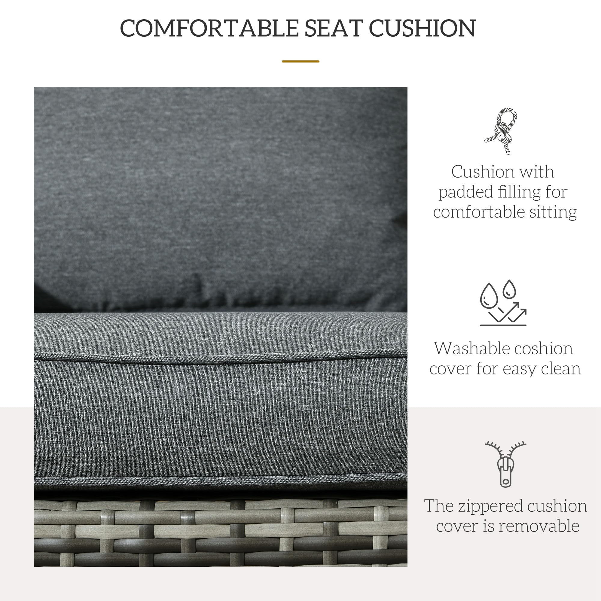 Outsunny Patio Wicker Adirondack Chair - All-Weather Outdoor Rattan Fire Pit Chair with Soft Cushions, Tall Curved Backrest & Comfortable Armrests - Perfect for Deck, Garden, Backyard or Poolside Relaxation (Gray)