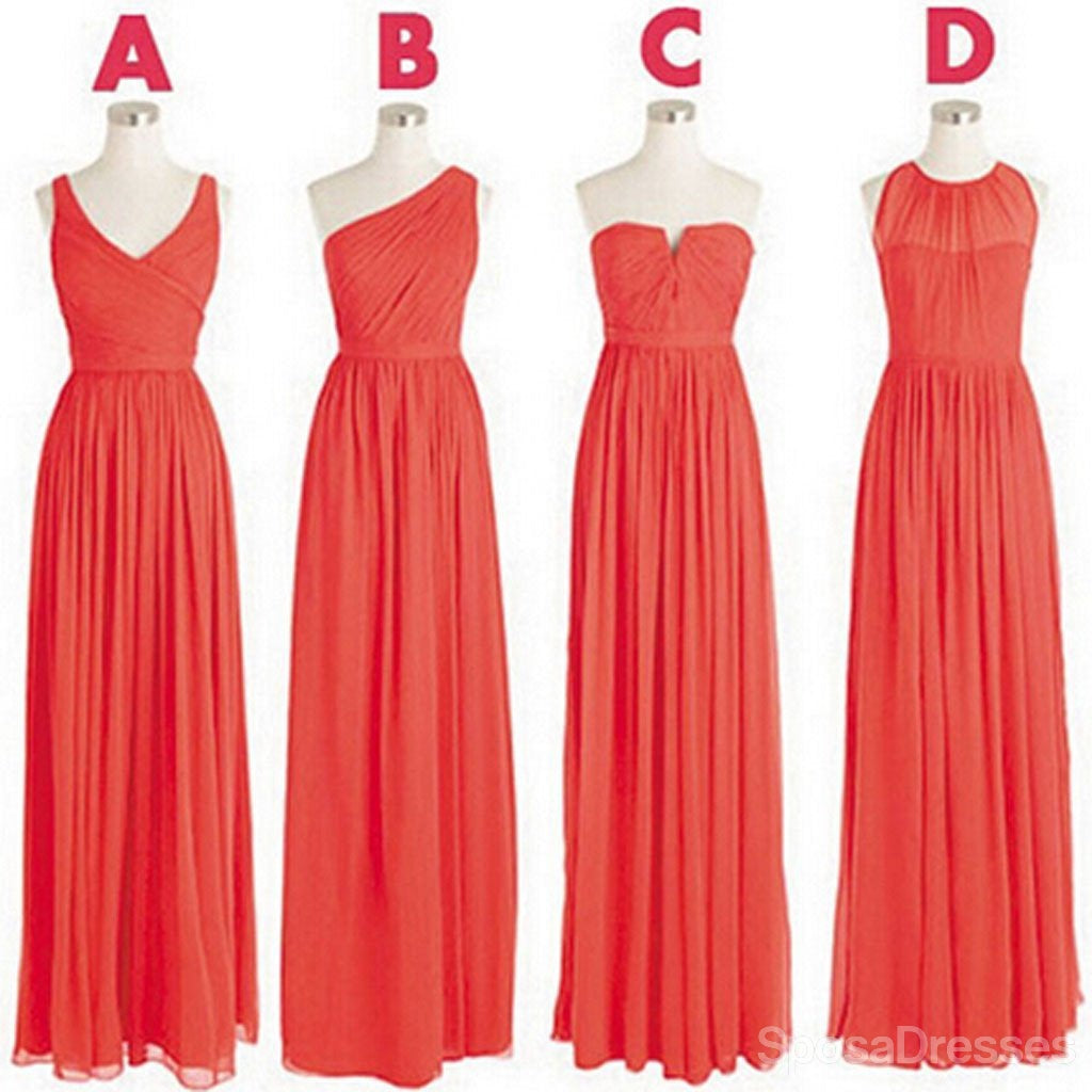 Affordable Mismatched Chiffon A-Line Long Bridesmaid Dresses - Elegant Wedding Party Attire for Bridesmaids, WG182 | Perfect for Formal Weddings, Proms & Special Occasions