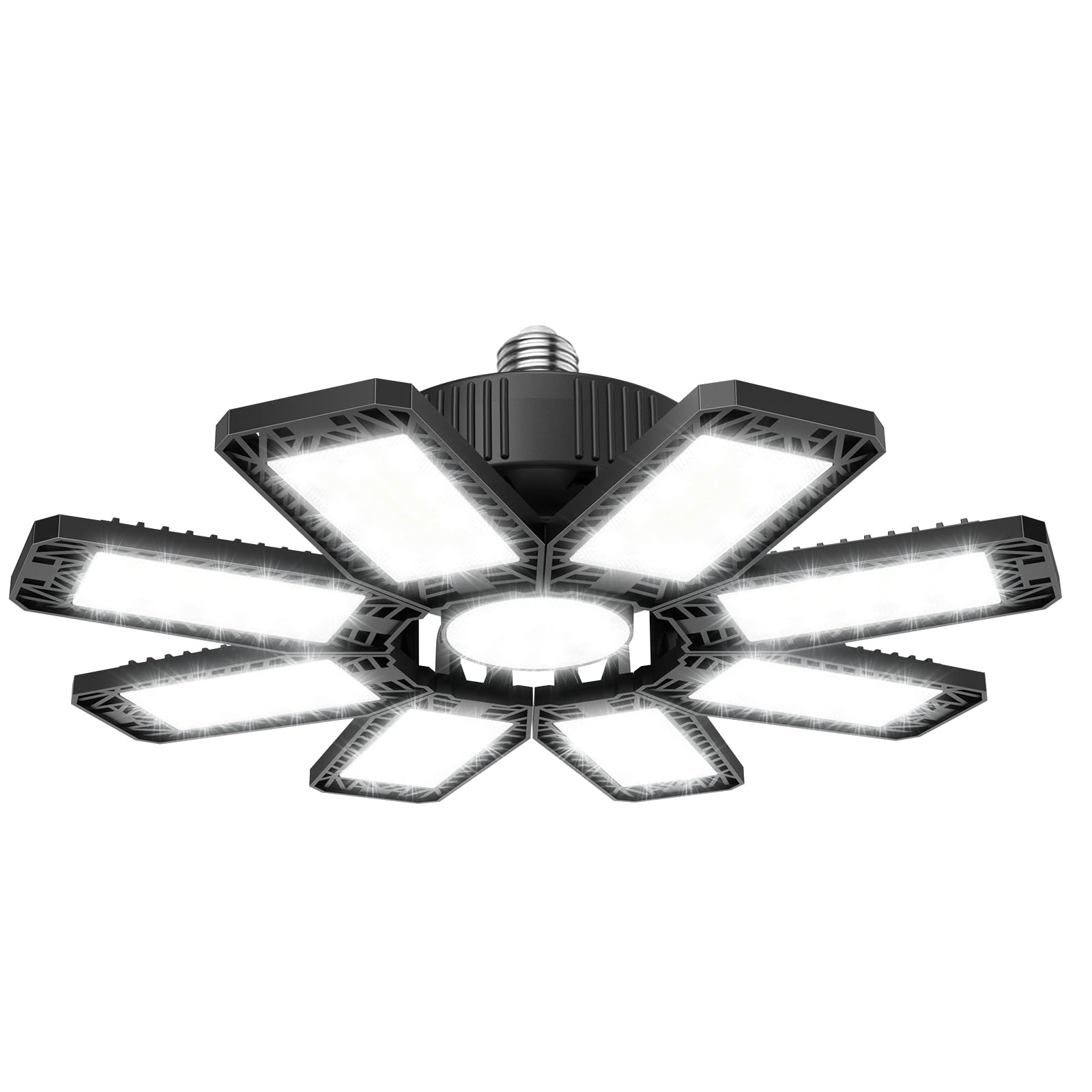 240W LED Garage Light with 8 Adjustable Panels - 24,000LM Bright Shop Light, 6500K Daylight White, E26/E27 Socket Compatible - Perfect for Workshops, Basements, Garages, and Barns