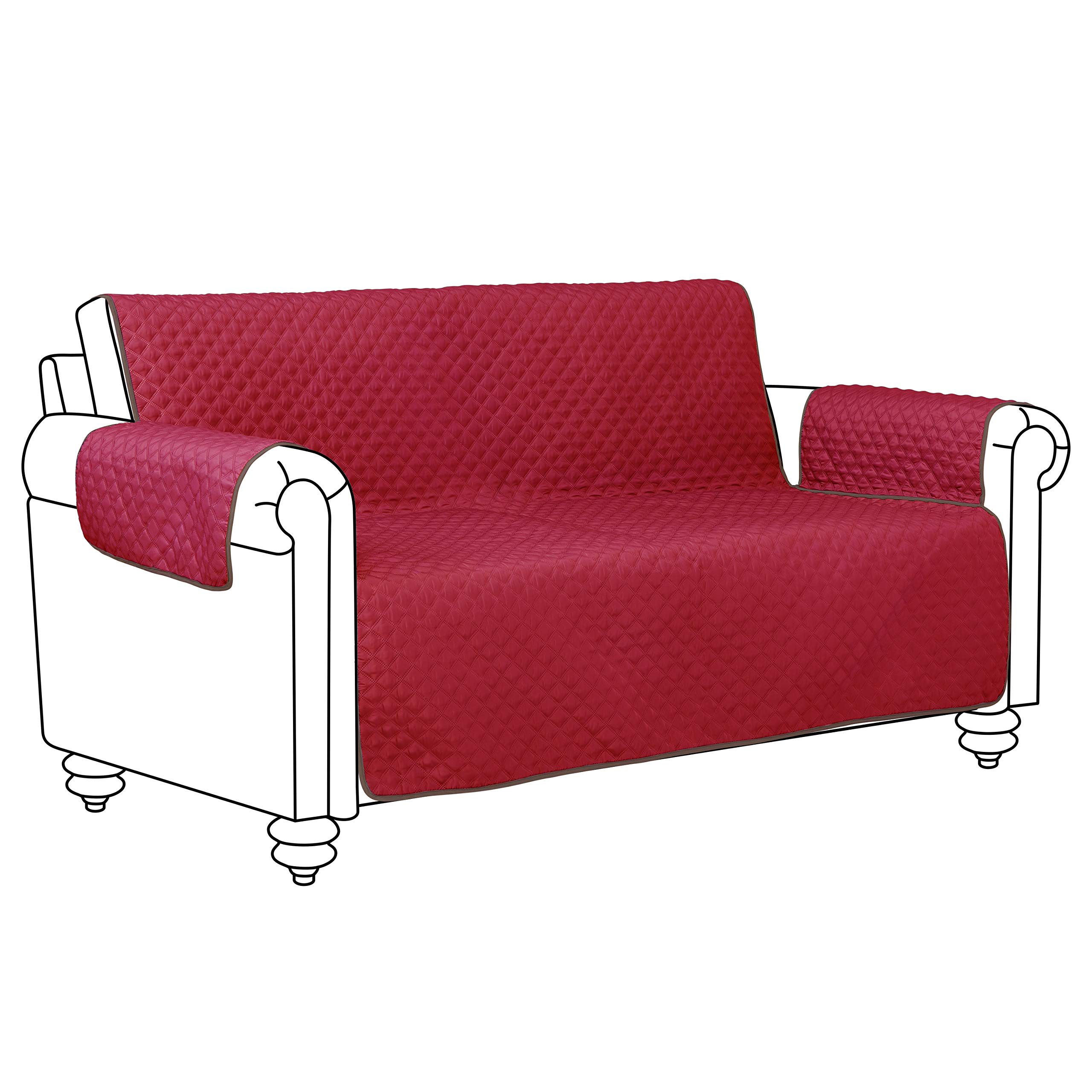 Cover Bonanza Indoor Loveseat Slipcover 54x21x25 Inch Red/Brown - Perfect for Living Room, Bedroom, or Office Sofa Protection
