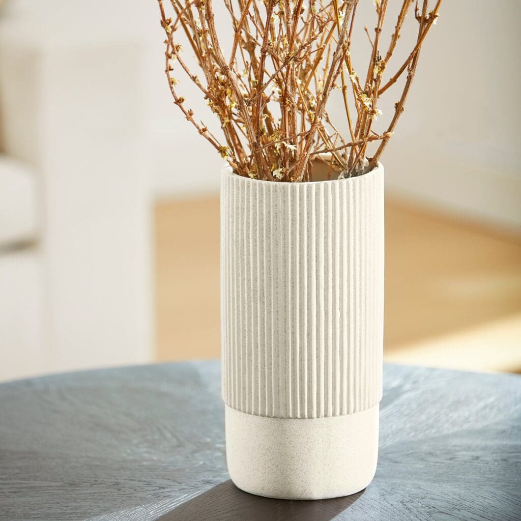 Cyan Design 11199 Large White Harmonica Vase - Elegant Floral Centerpiece for Home Decor, Wedding & Dining Table Arrangements
