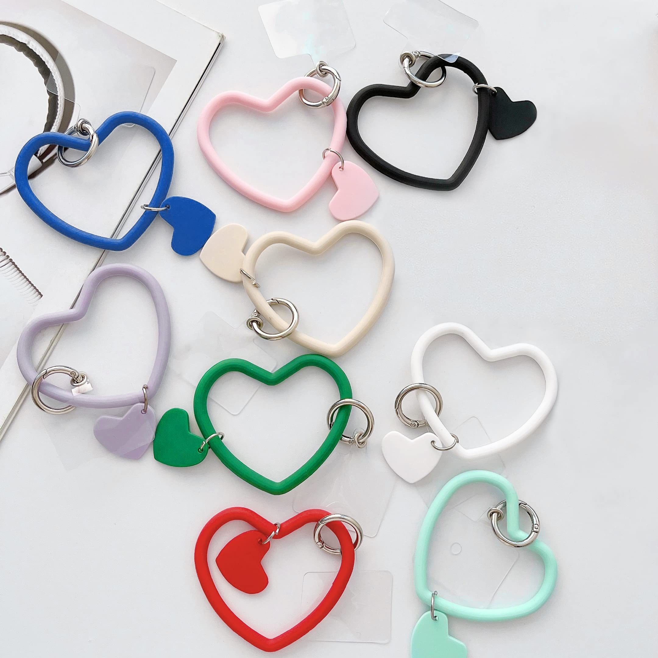 Silicone Heart Loop Phone Lanyard - Adjustable Wrist Strap with Keychain Holder - Universal Phone Case Anchor Compatible with All Smartphones (Beige) - Perfect for Work, Travel, and Outdoor Activities