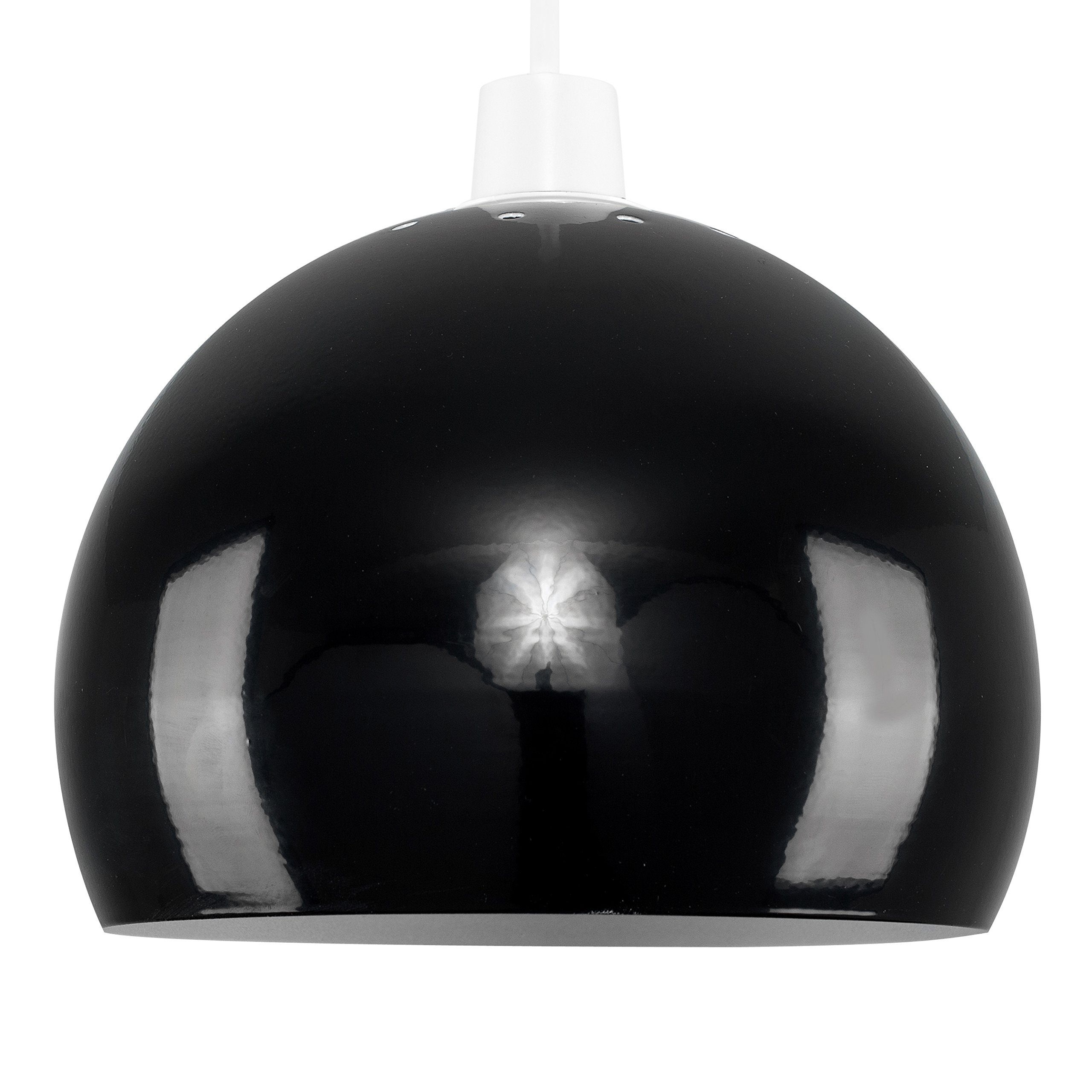 MiniSun - Vintage Gloss Black Arco Dome Ceiling Pendant Light Shade - Retro Lighting Fixture for Kitchen, Dining Room & Bedroom Decor