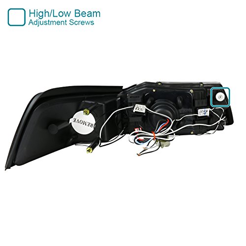 Spec-D Tuning 2LHP-MST99JM-TM LED Halo Black Projector Headlights for Ford Mustang - Upgrade Your Ride with Modern Style & Enhanced Visibility (Perfect for Night Driving & Car Customization)