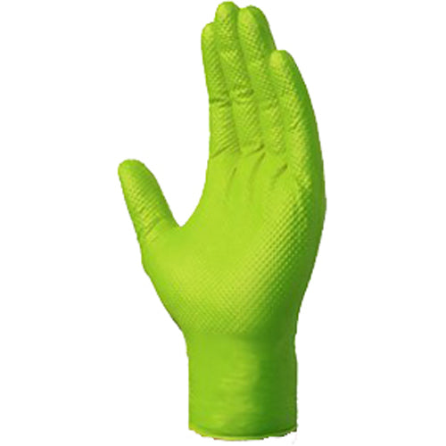 Premium Nitrile Heavy Duty Green Gripper Gloves - 100 Pack/Box - Chemical & Oil Resistant, Durable Work Gloves for Mechanics, Cleaning, Gardening & Industrial Use