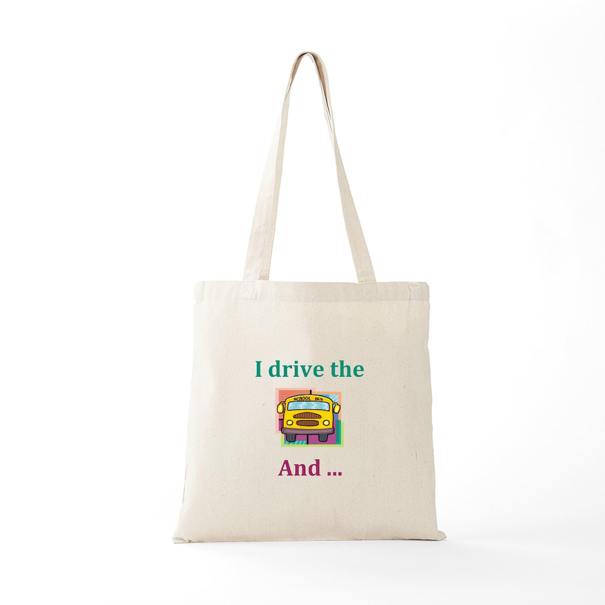 School Bus Driver Tote Bag - Natural Canvas Reusable Shopping Bag for Teachers, Commuters & Eco-Friendly Grocery Trips