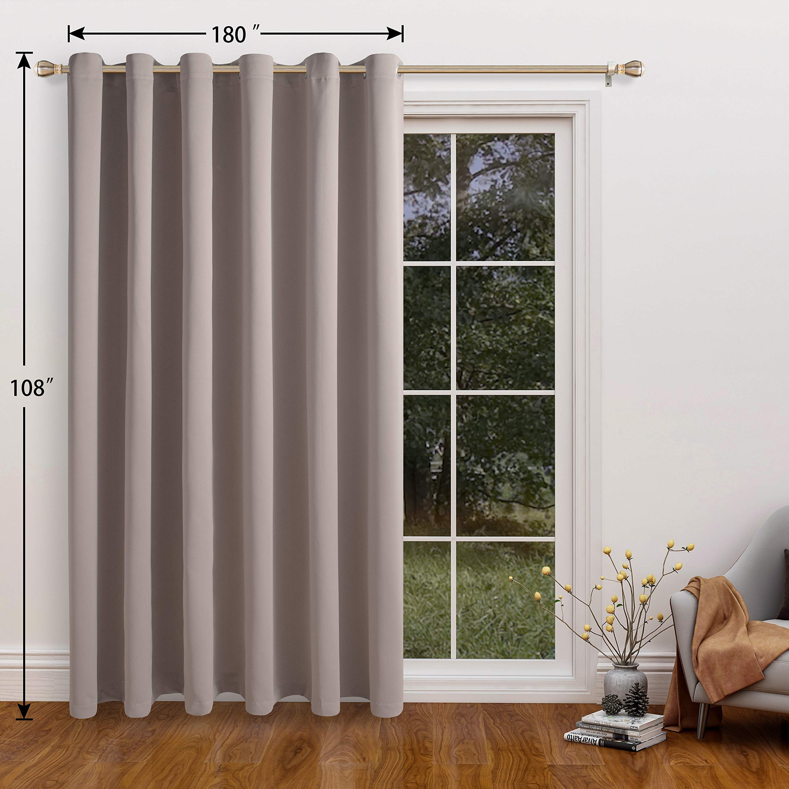 LORDTEX Khaki Room Divider Curtains - 15ft x 9ft Soundproof Blackout Privacy Curtain Panel for Living Room, Bedroom, Patio & Sliding Doors | Noise Reduction & Light Blocking for Home Office, Dorm, Studio & Room Partition