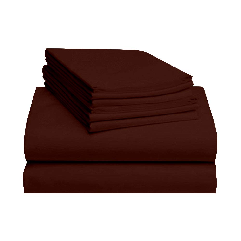 5 Piece Split King Sheets Set - 400 Thread Count 100% Cotton Deep Pocket (19 Inch) for Adjustable Beds - Twin XL Fitted Sheet, Chocolate Solid - Perfect for Adjustable Bed Frames, Sleep Number Beds & Luxury Hotel-Style Comfort