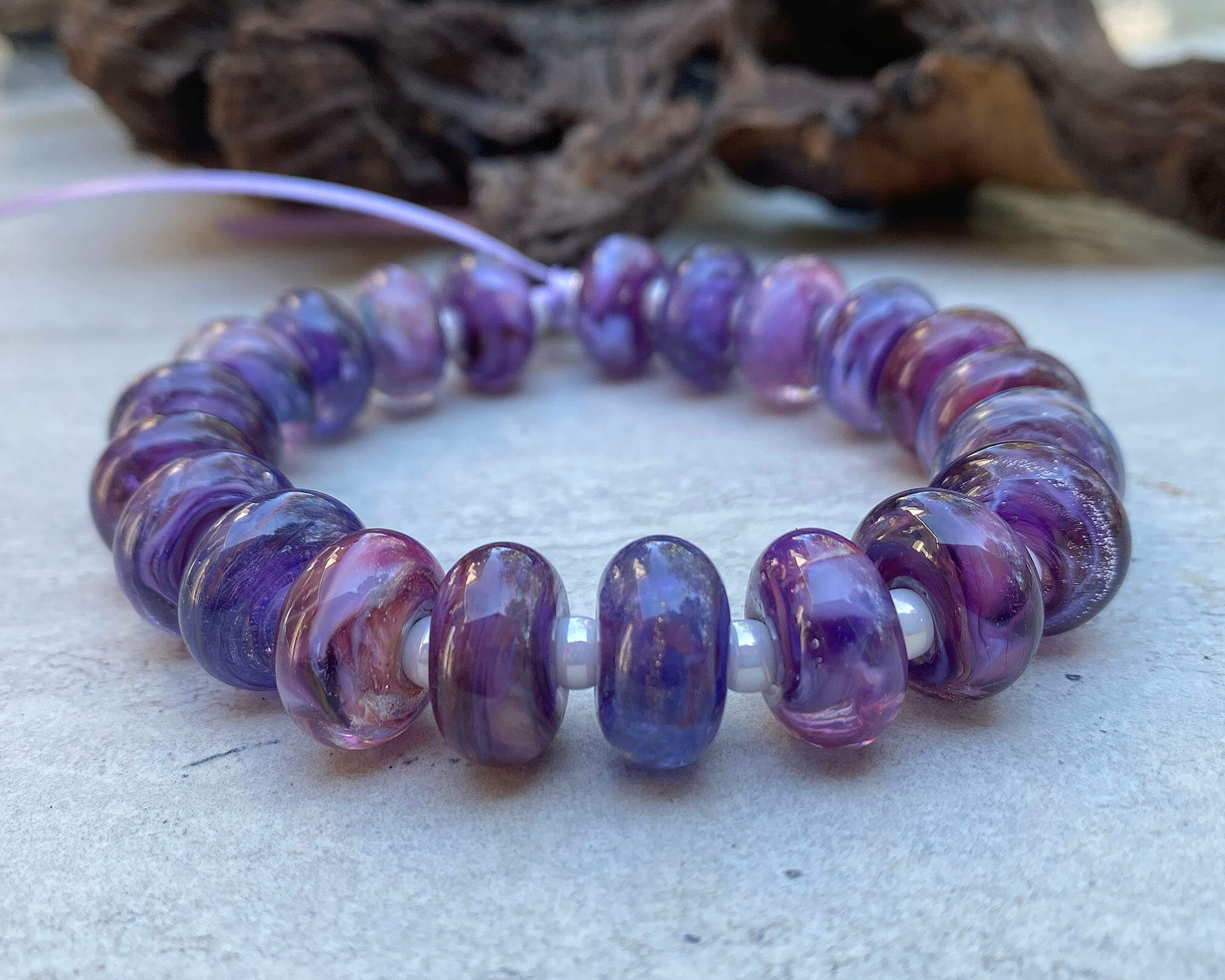 Handmade Royal Purple Lampwork Glass Beads Set - Custom MTO SRA Jewelry Making Supplies for DIY Bracelets, Necklaces & Craft Projects