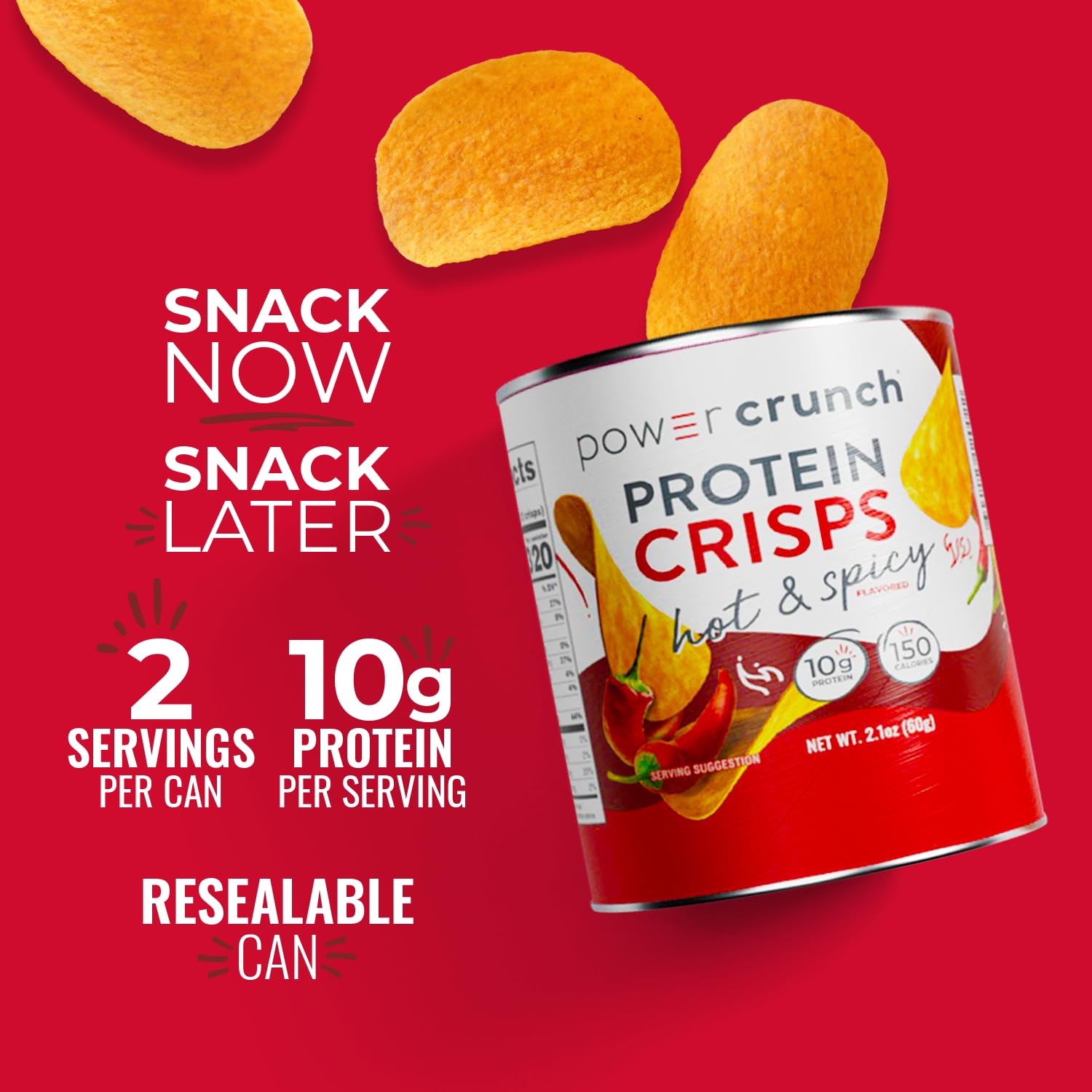 Power Crunch Protein CRISPS - Hot & Spicy Potato Style Protein Chips, 10g Protein per Serving, 1.05oz (Pack of 6) | High Protein Snack for Gym, Workout & Keto Diet