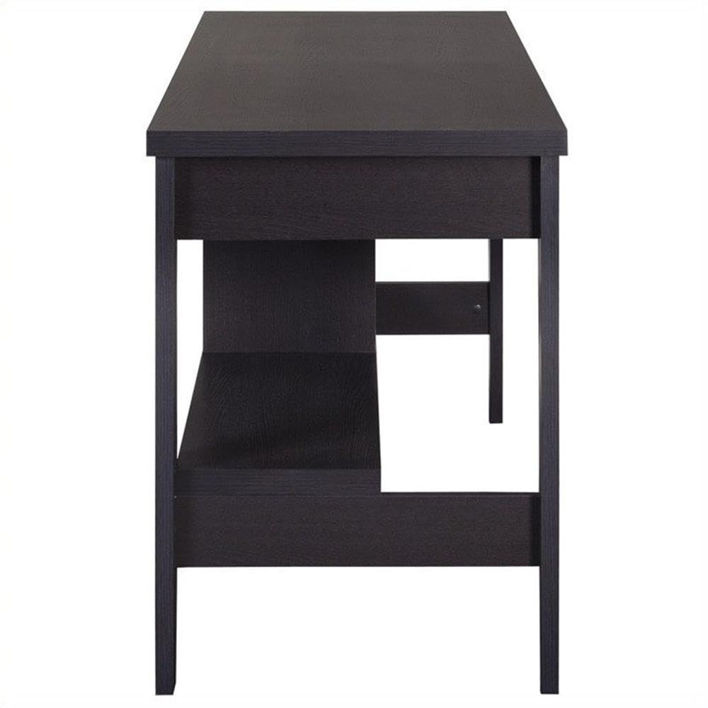 UrbanPro 2-Drawer Engineered Wood Desk with Lower Shelves in Dark Brown - Modern Home Office Furniture for Small Spaces, Study & Work from Home Setup