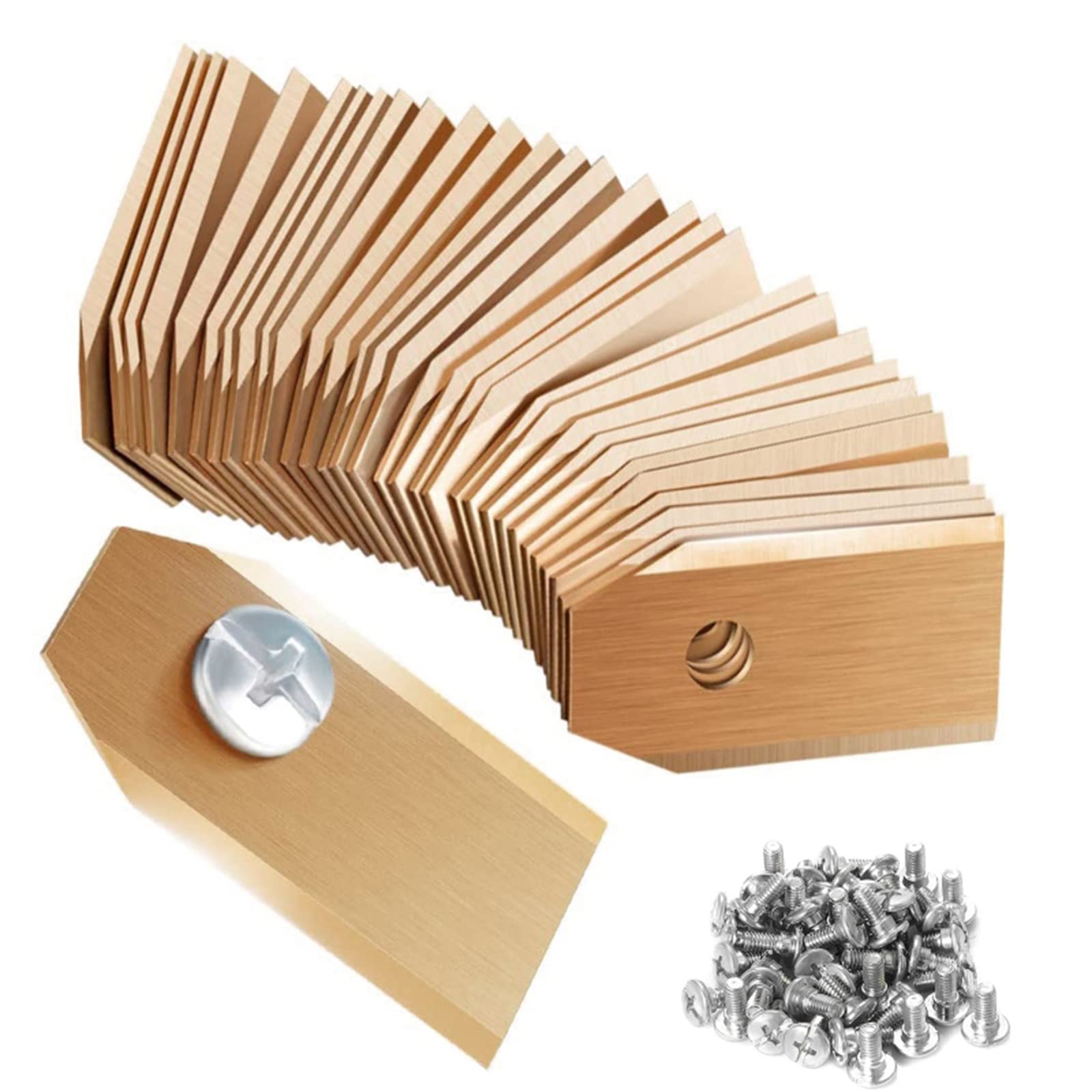 30pcs Titanium Plated Lawn Mower Blades Replacement for Husqvarna Gardena - Durable Stainless Steel Trimmer Blades with Screws (60pcs Total) - Perfect for Yard Maintenance, Landscaping & Professional Grass Cutting