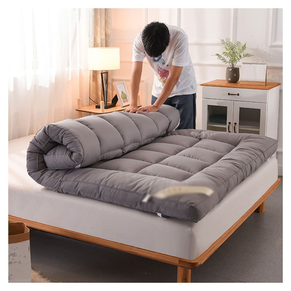 HOMFLOW 4-Inch Thick Futon Mattress - Soft Floor Mattress Topper, Foldable & Portable Double Roll-Up Floor Mattress Pad for Guest Bed, Camping, Dorm Room, and Home Use