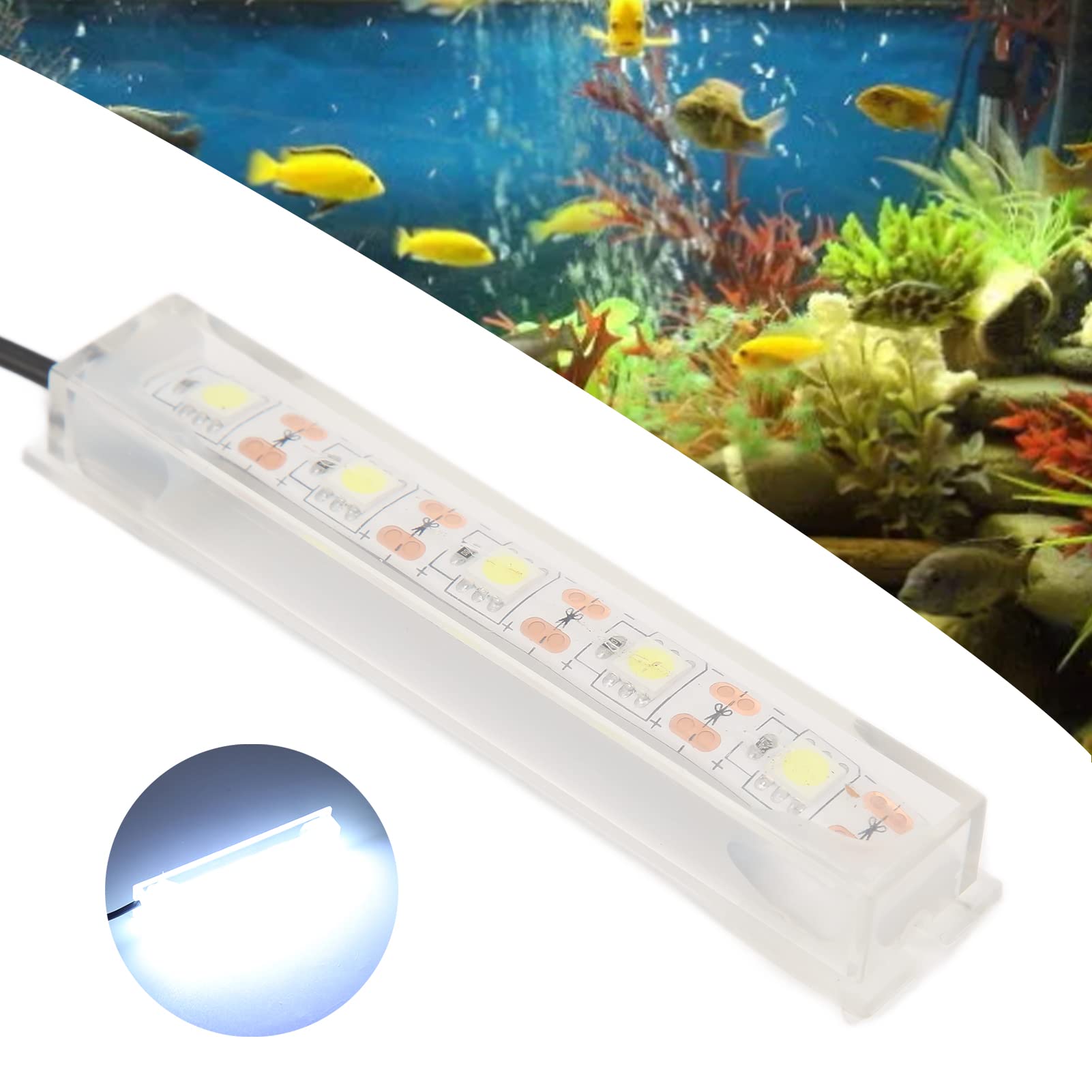 Zerodis Aquarium LED Light - Submersible Underwater Fish Tank Light for Plants, White LED Aquarium Lighting for Indoor Tanks | Perfect for Freshwater Plant Growth & Decorative Aquascaping