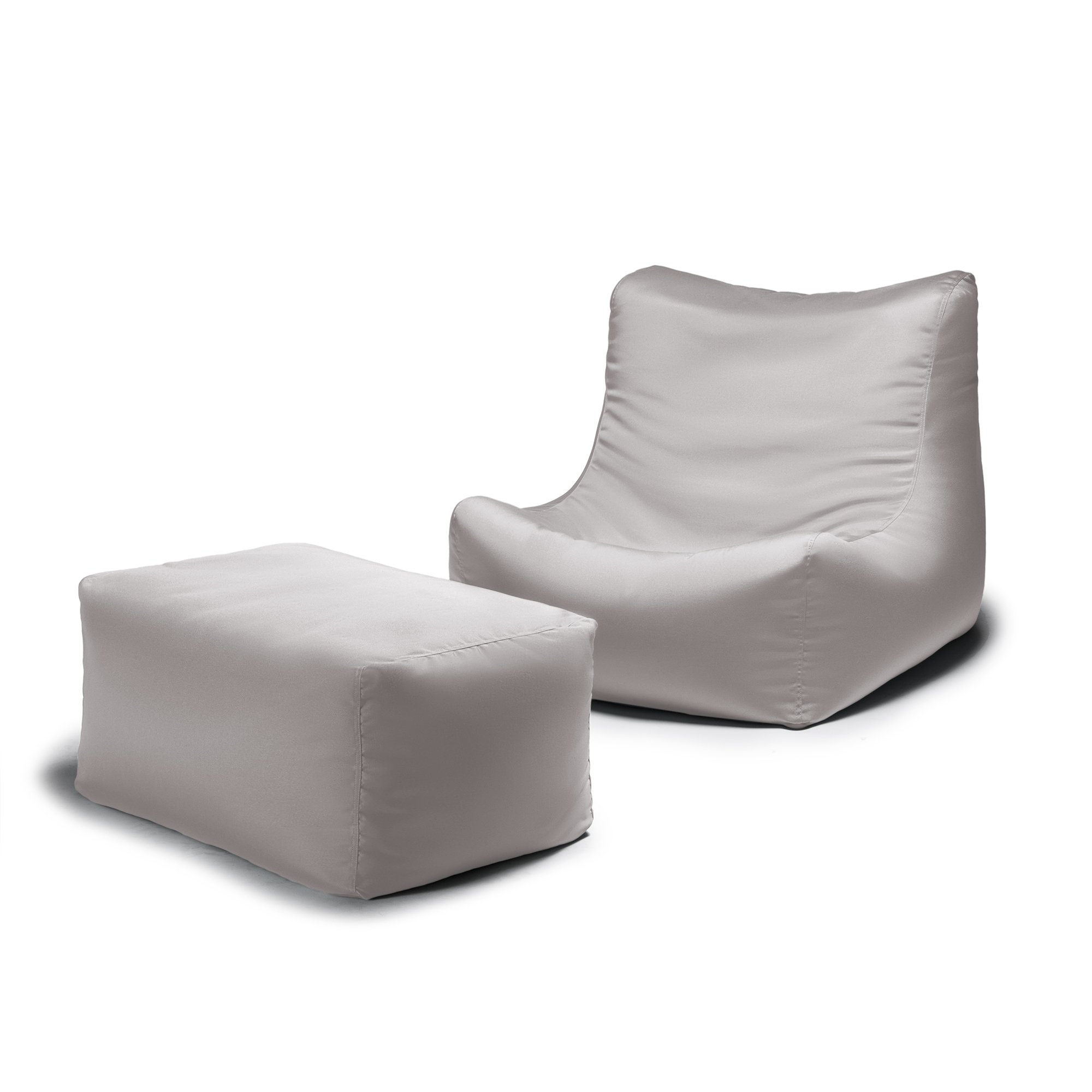 Jaxx Ponce Outdoor Bean Bag Lounge Chair with Ottoman - Waterproof Pearl Fabric - Perfect for Patio, Poolside, Backyard & Beach Relaxation