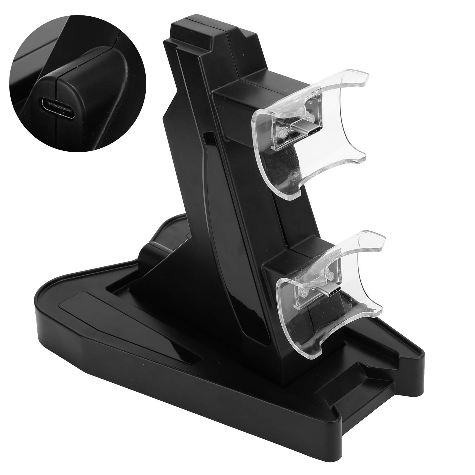 Estink Controller Dock Station - Dual Induction Gamepad Charger with D-Type Charging Base & Built-in Chip - Compatible with PS5/Xbox/Switch Controllers (Black) - Perfect for Gaming Setup & Organized Charging