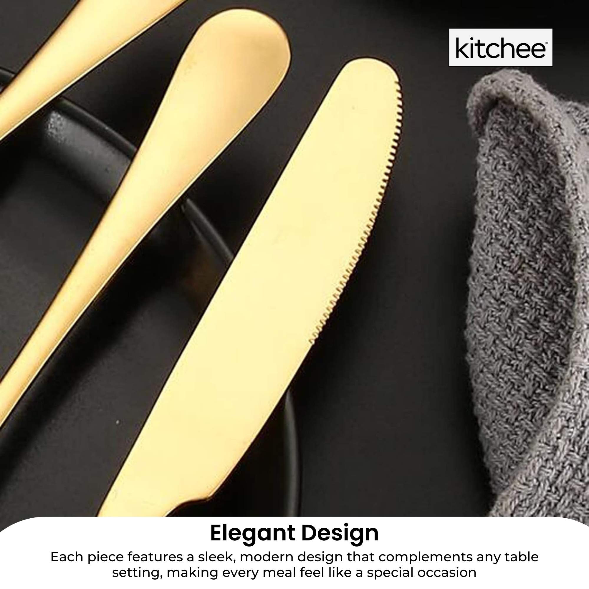 16-Piece Gold Cutlery Set - Stainless Steel Flatware with Knife, Fork & Spoon in Gift Box - Perfect for Weddings, Parties & Elegant Dining