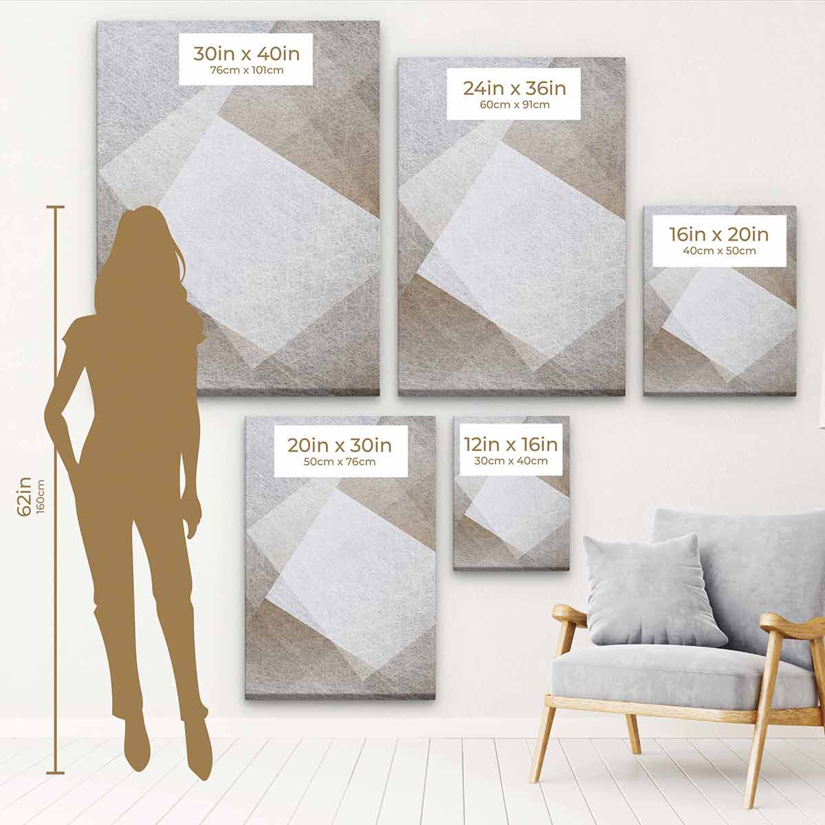 Grey Abstract Wall Art Canvas Painting - Modern Home Decor for Living Room, Bedroom & Office (4529)