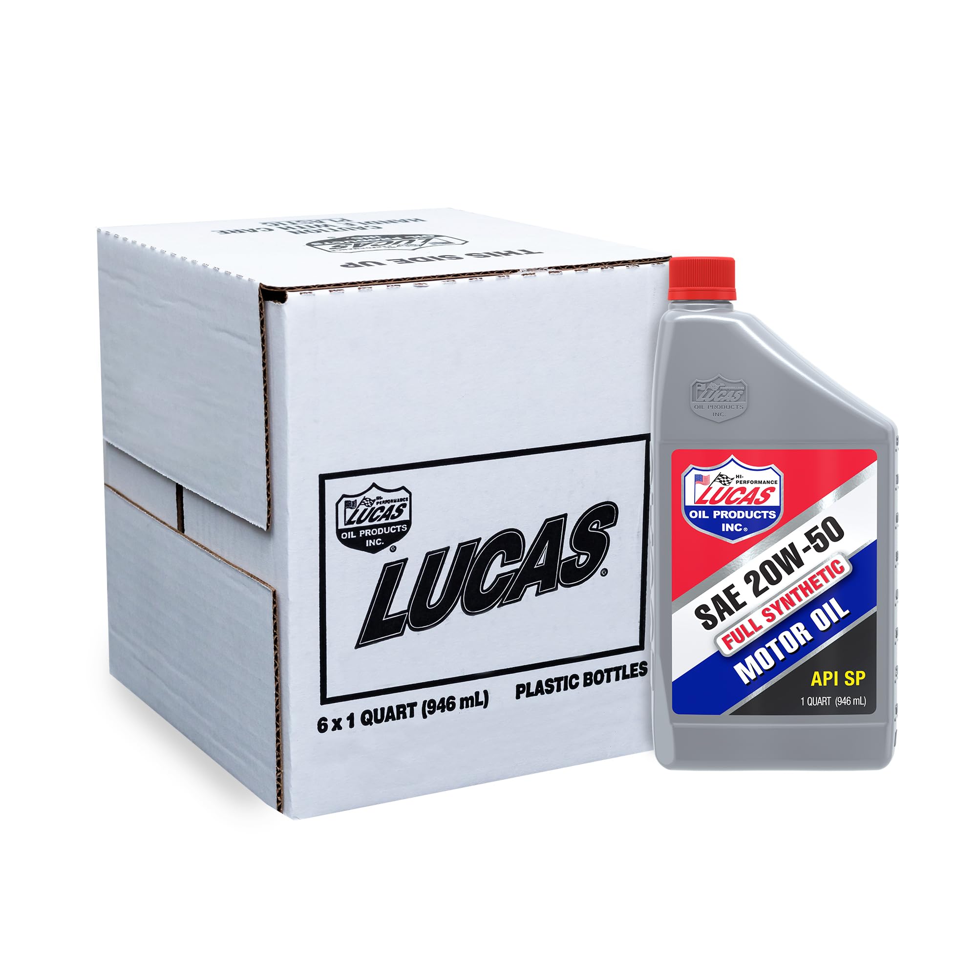 Lucas Oil 10054 Synthetic 20W-50 High Performance Motor Oil - 1 Quart (6 Pack) | Premium Engine Protection for Cars, Trucks & Motorcycles | Ideal for High Mileage & Extreme Temperature Conditions