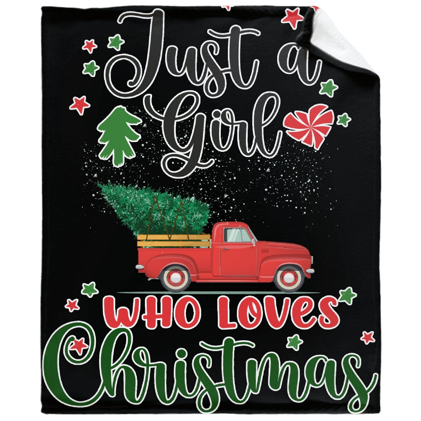 ARTBLANKET Just A Girl Who Loves Christmas - Cozy 50x40 Inch Microplush Thermal Fleece Blanket for All Seasons | Soft Lightweight Throw for Couch, Bed & Sofa | Perfect for Winter Warmth, Summer Nights & Holiday Decor