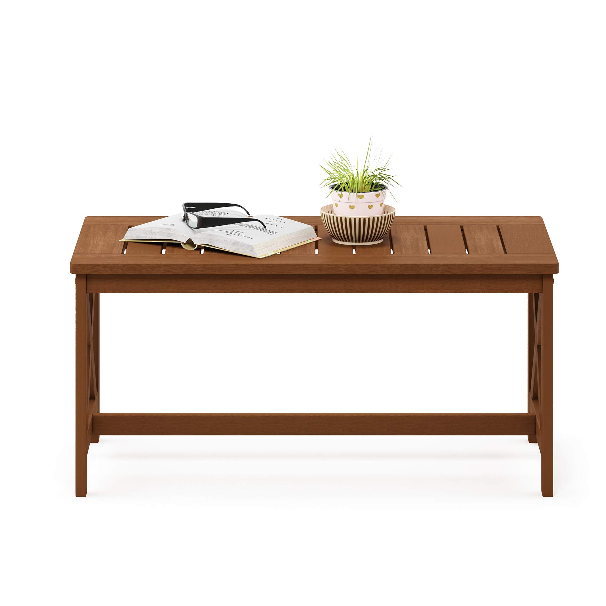 Furinno FG18111 X-Leg Natural Coffee Table - Modern Living Room Furniture for Small Spaces, Home Decor & Office Use