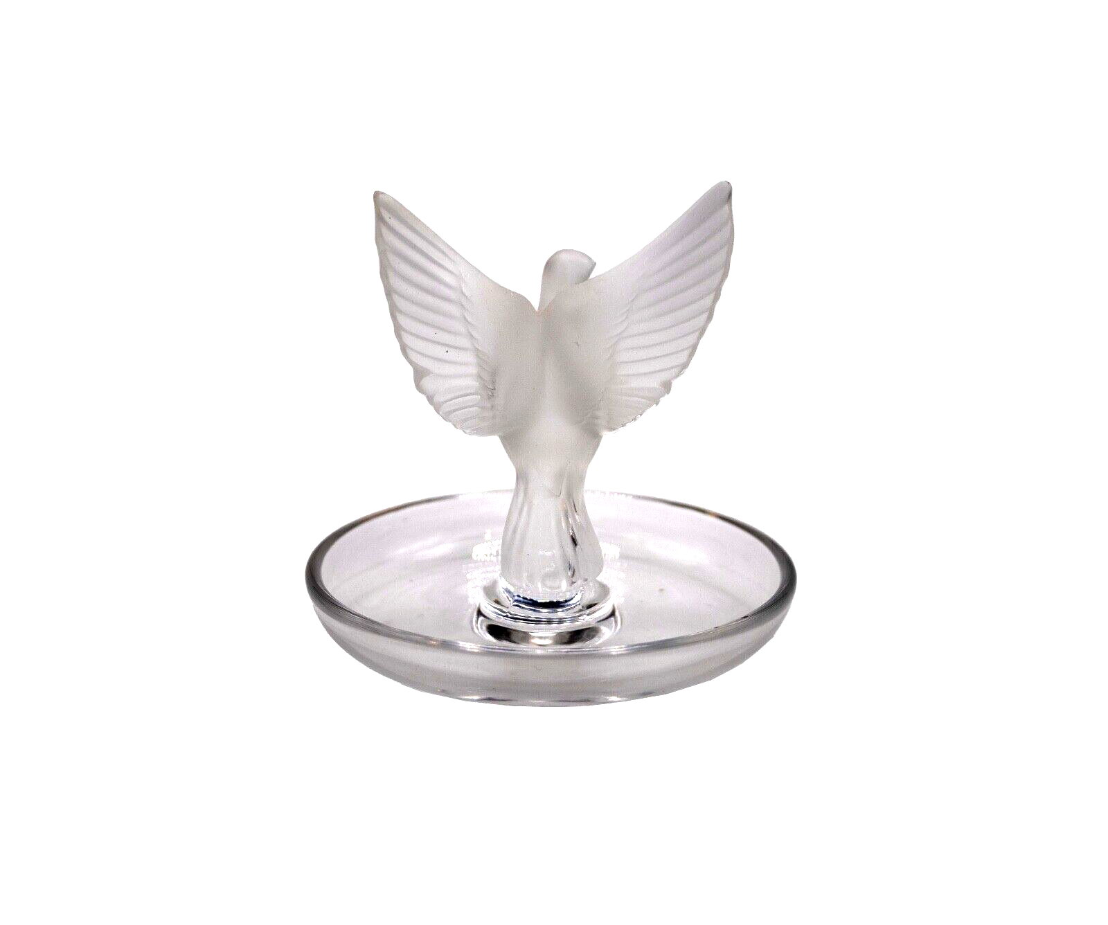 Lalique 20th Century Signed Artistic Crystal Dove Ring Holder - Elegant Jewelry Display for Home Decor & Gift Giving