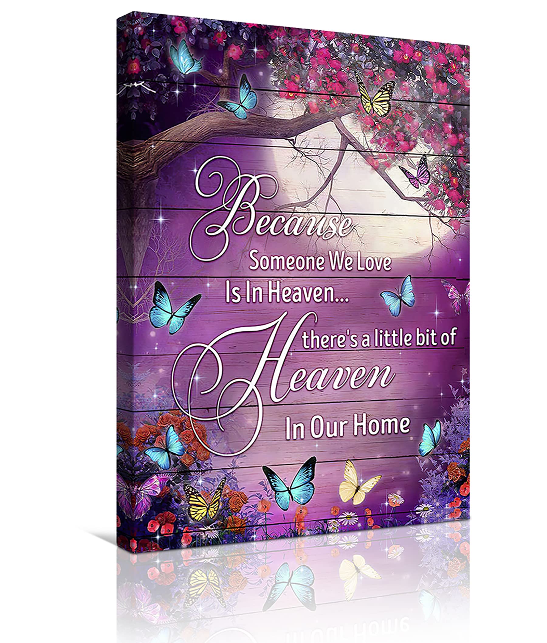 Butterfly Wall Art with Bible Verse - Pink Flower Painting, 16x20 Inch, Framed for Bedroom & Bathroom Decor