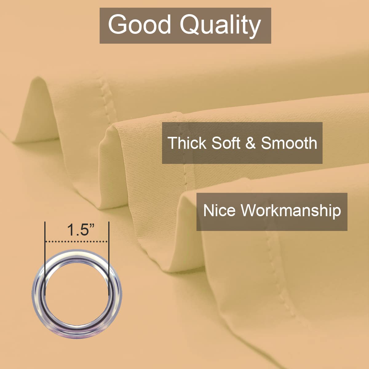 LA PALMA Blackout Thermal Insulated Curtains for Bedroom & Living Room - Noise Reducing, Energy Efficient Window Drapes with Grommet Top (Set of 2 Panels) - Perfect for Home Theater, Nursery & Light Sleepers