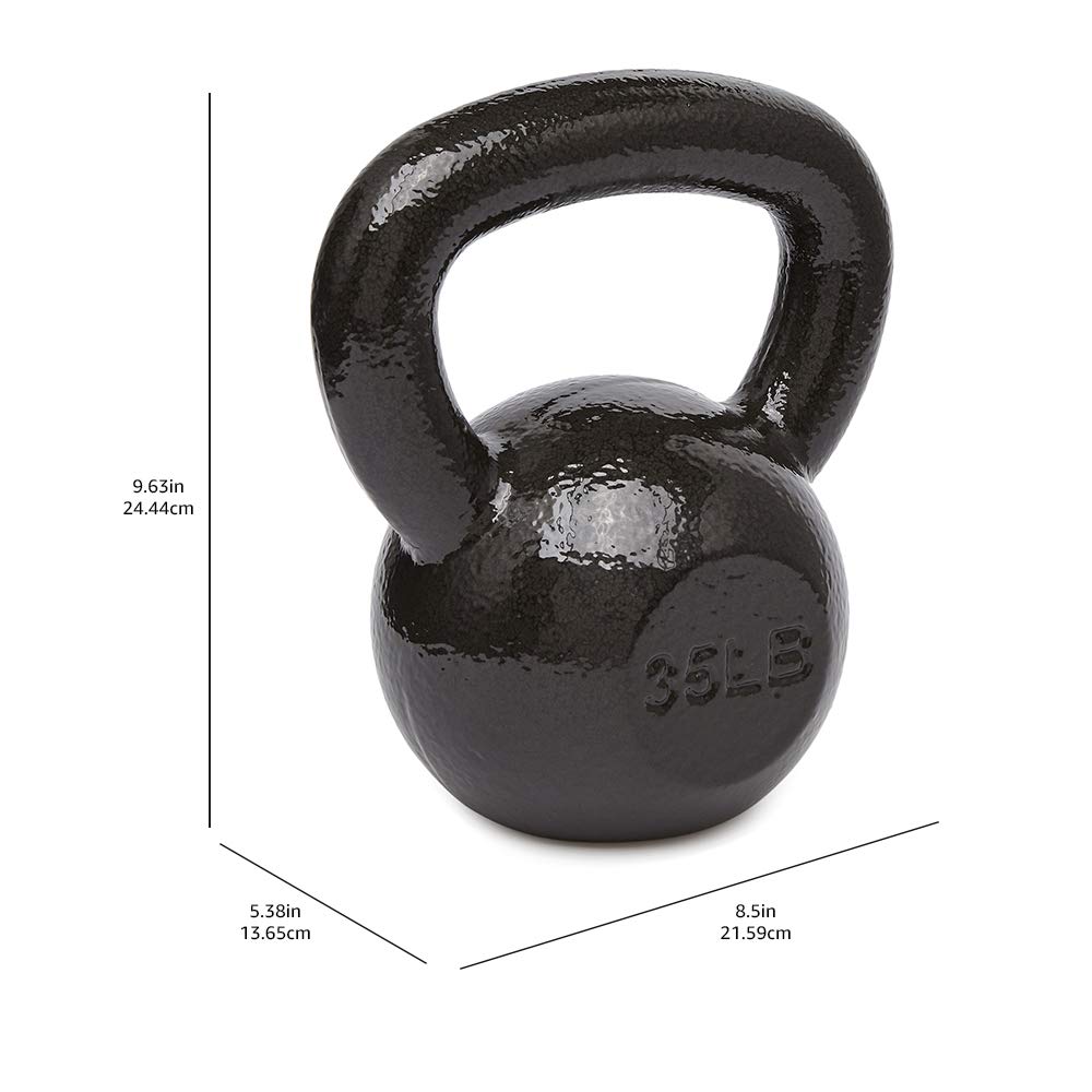 Amazon Basics Cast Iron Kettlebell - 5-50 lbs Weight Options for Home Gym, Strength Training & CrossFit Workouts | Durable Iron Construction with Textured Grip | Perfect for Fitness Enthusiasts & Beginners