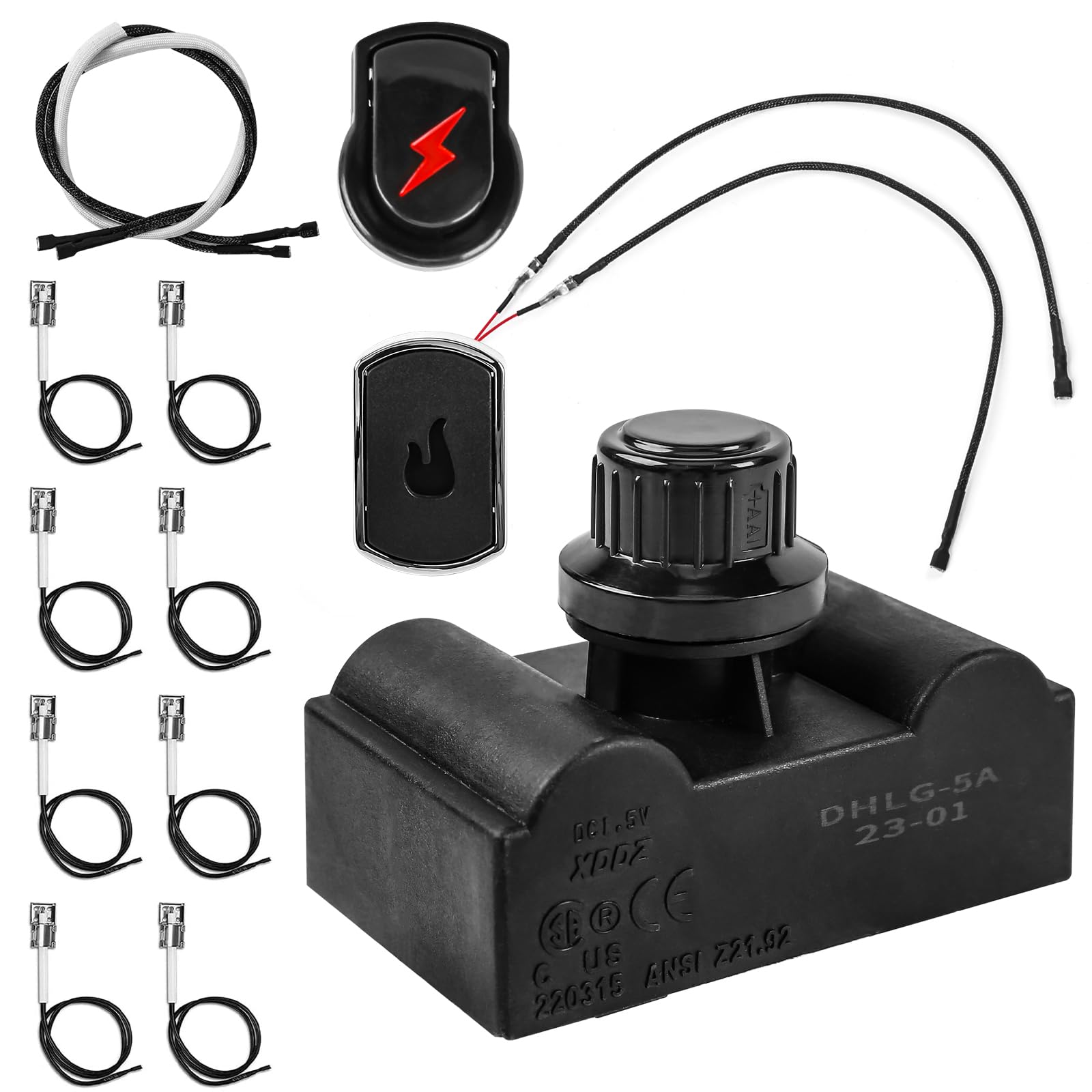 Uniflasy Grill Igniter Kit - Electronic Ignition Module with Switch Button & Wires for Charbroil Gas Grills - Replacement for CharBroil Ignition Systems (5 Outlets) - Perfect for Backyard BBQs, Patio Cooking & Outdoor Grilling Parties