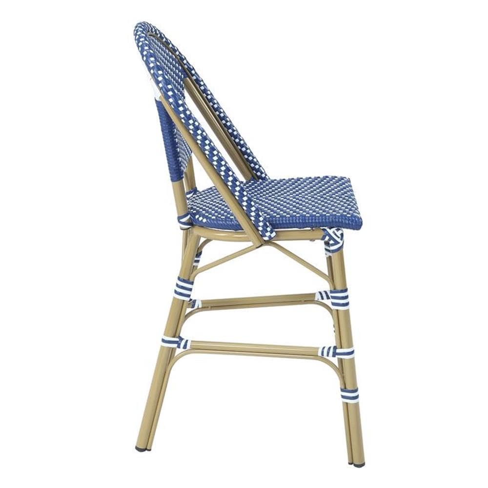 Furniture of America REO Aluminum Patio Counter Dining Chairs in Blue (Set of 2) - Outdoor Bar Stools for Backyard, Poolside & Garden Dining