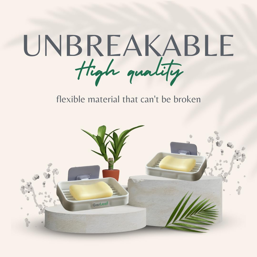 GARLEAF 2-Pack Soap Holder for Bathroom & Kitchen - Wall Mounted Organizer Shelf for Soap, Sponge, and Bath Accessories - Perfect for Shower, Sink, and Countertop Storage