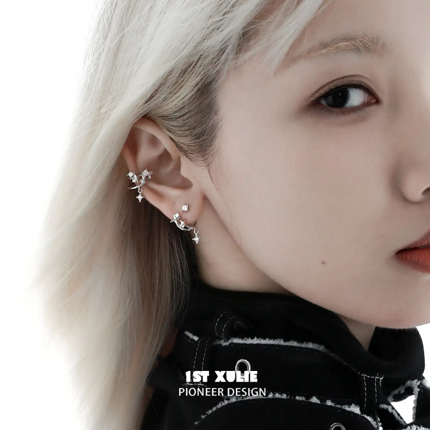 Star Trails S925 Sterling Silver Black Resin Detachable Stud Earrings™ - Elegant Dangle Earrings for Women, Perfect for Parties, Weddings & Everyday Wear