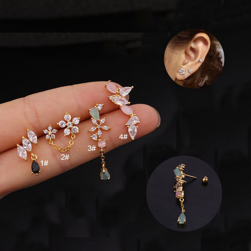 20G Cartilage Dangle Stud Two Hole Earrings for Tragus Piercing - Stylish Body Jewelry for Women | Perfect for Everyday Wear, Parties & Special Occasions