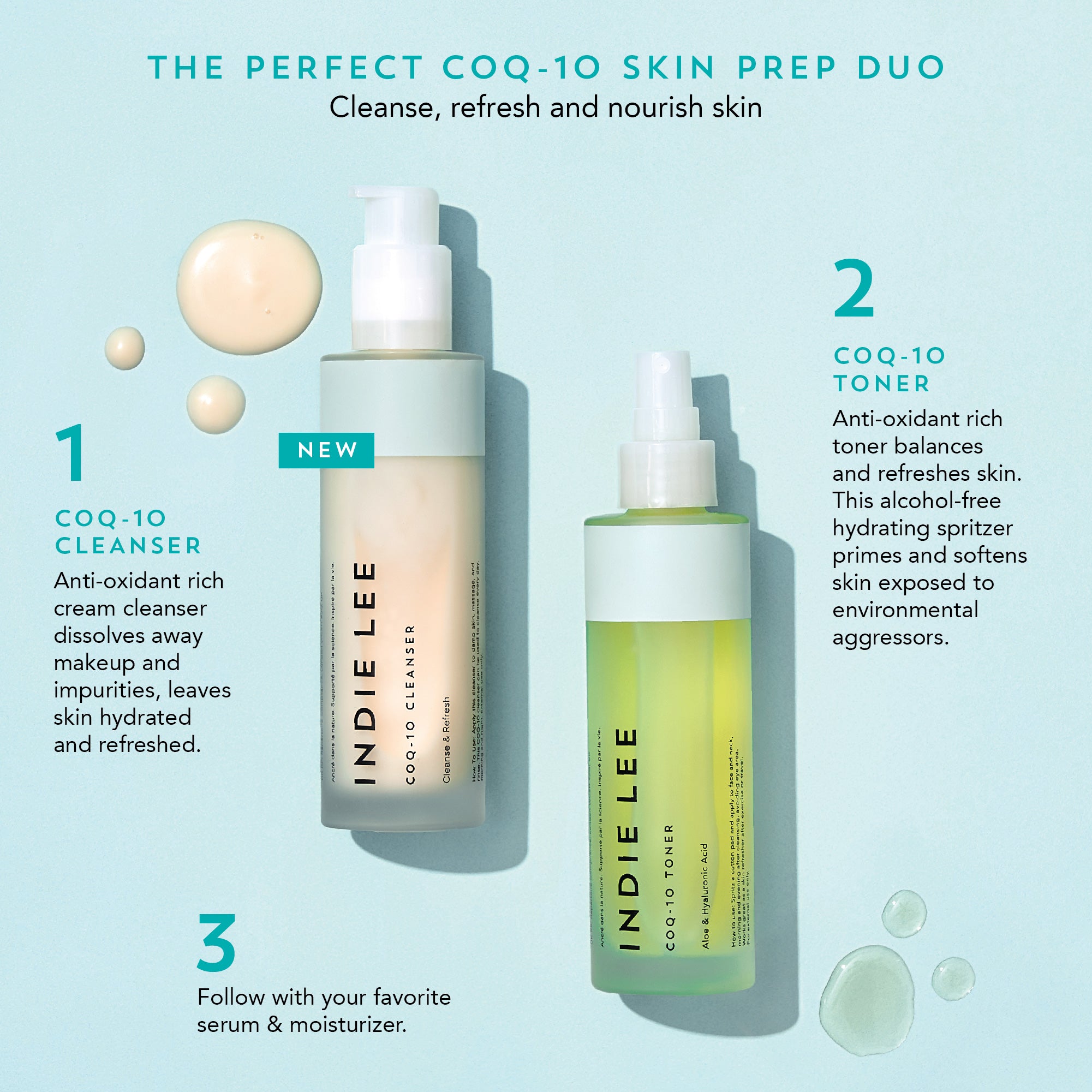 Indie Lee CoQ10 Facial Cleanser - Gentle Antioxidant Face Wash for All Skin Types - Perfect for Daily Skincare Routine & Removing Makeup