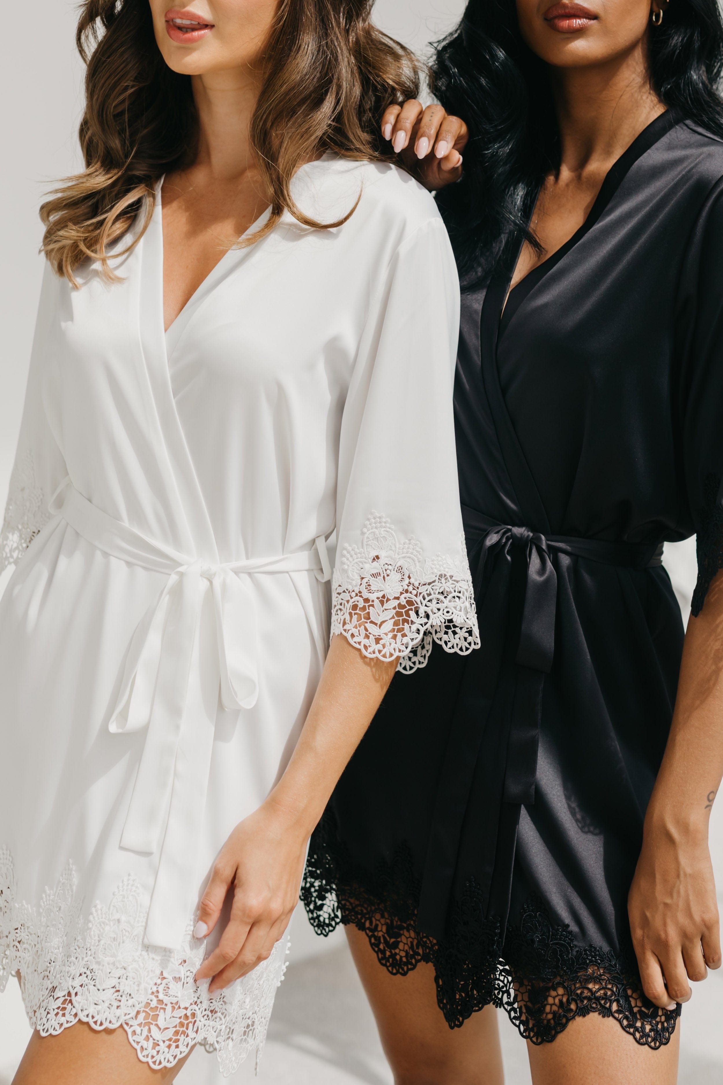 Chiara Satin Trim Robe for Women - Luxurious Soft Loungewear & Bridal Nightgown - Perfect for Spa Days, Bridal Showers & Hotel Getaways