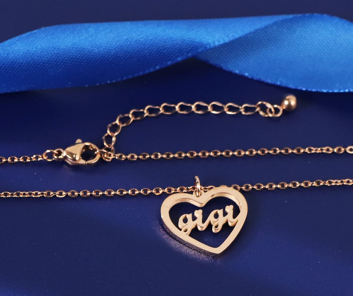 Kaisinse Heart Cutout Grandma Necklace - Personalized Nanny, Nana, Gigi, Mimi Jewelry Gift from Grandchild with Message Card - Perfect for Mother's Day, Birthday & Anniversary Celebrations
