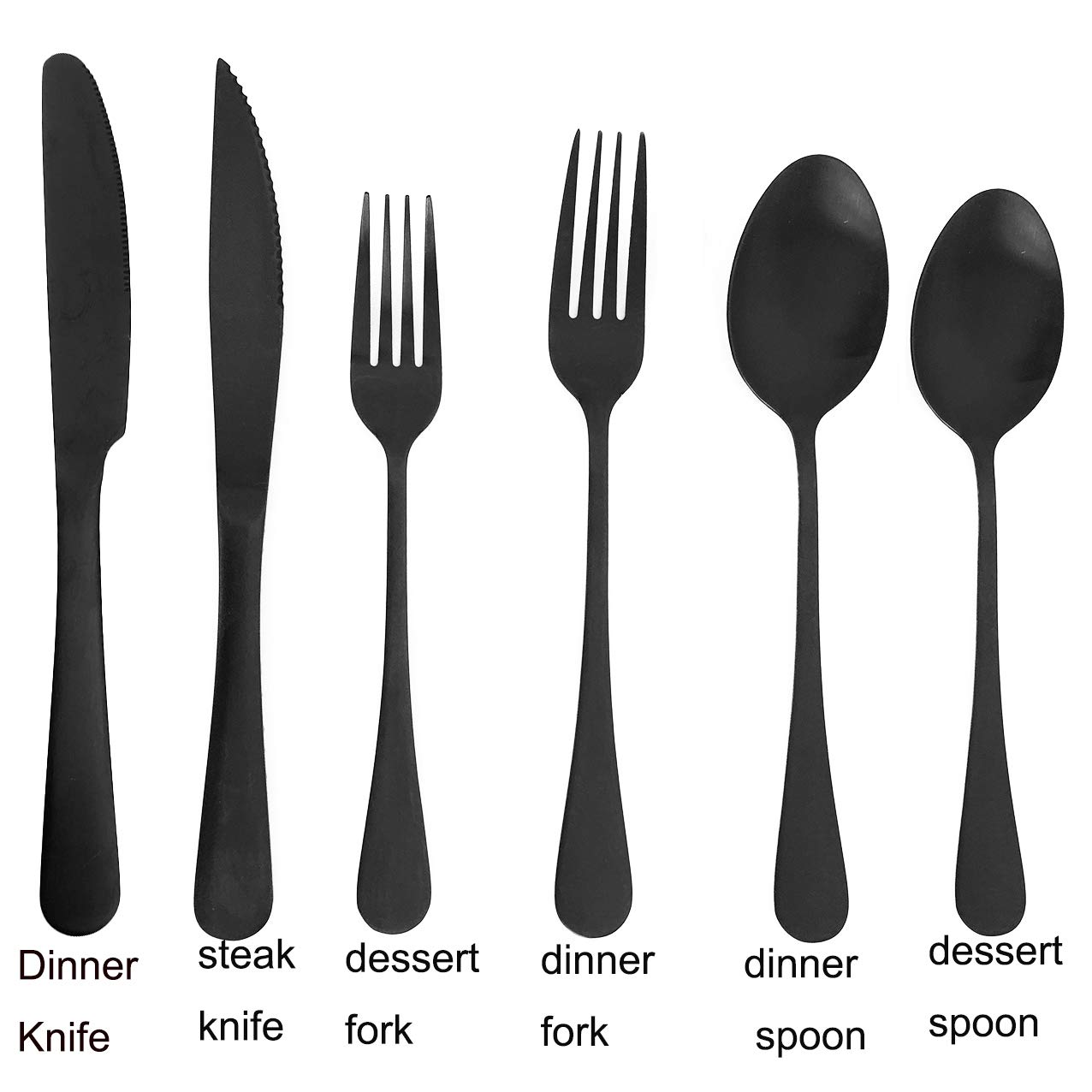 Premium Matte Black Flatware Set - 8-Piece 18/10 Stainless Steel Dinner & Steak Knives with Durable Black Handles (8.6
