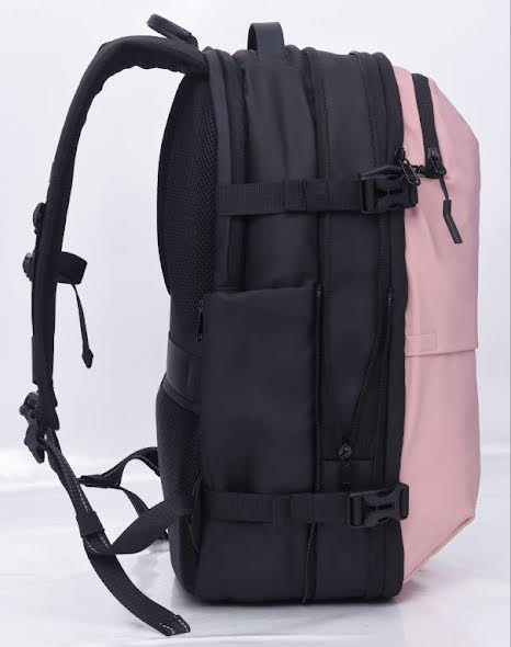 Travelite 17.3 Inch Vacuum Compression Travel Backpack with Hand Pump - Lightweight Carry-On Backpack for Air Travel, Camping & Outdoor Adventures (Pink)