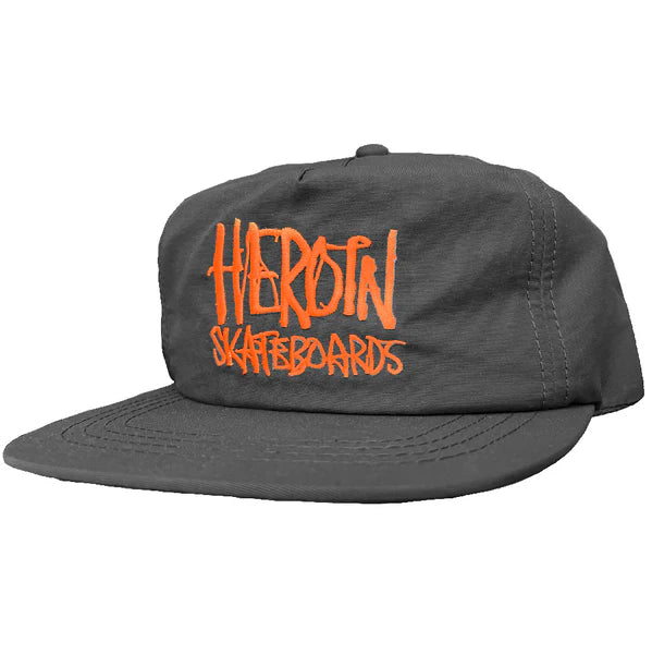 Heroin Script Nylon Snapback Hat - Black & Orange Adjustable Baseball Cap for Men & Women - Perfect for Streetwear, Hip Hop Fashion & Outdoor Activities