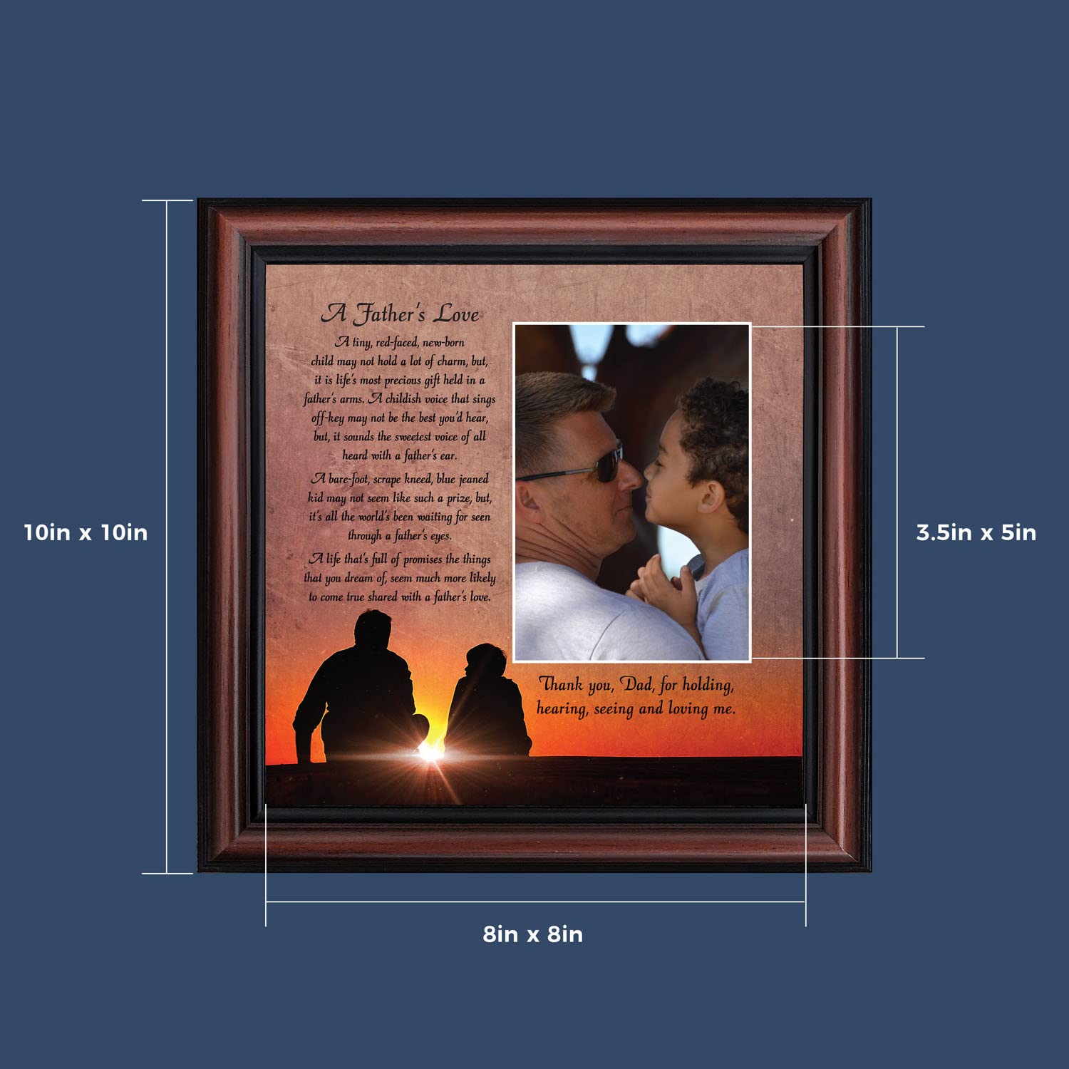 Personalized Picture Frame Gift for Dad - Crossroads Home Décor Father's Day Present from Son or Daughter - Perfect for Office Desk, Mantel Display & Special Occasions