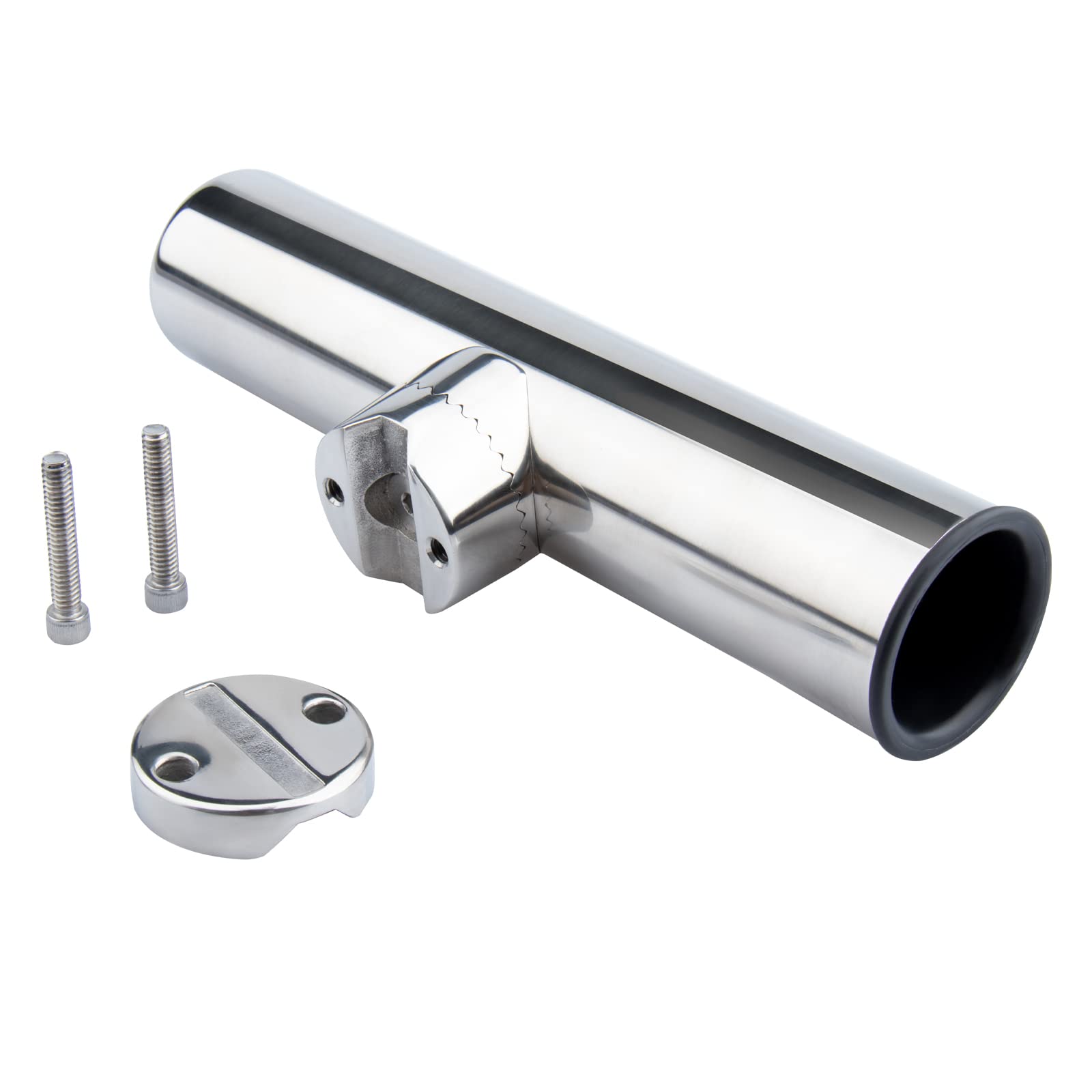 2 Pack Stainless Steel Fishing Rod Holders for Boat Rail Mount - Heavy Duty Clamp-On Rod Holder for Marine, Fishing, Pontoon & Jon Boats - Perfect for Saltwater & Freshwater Fishing Trips