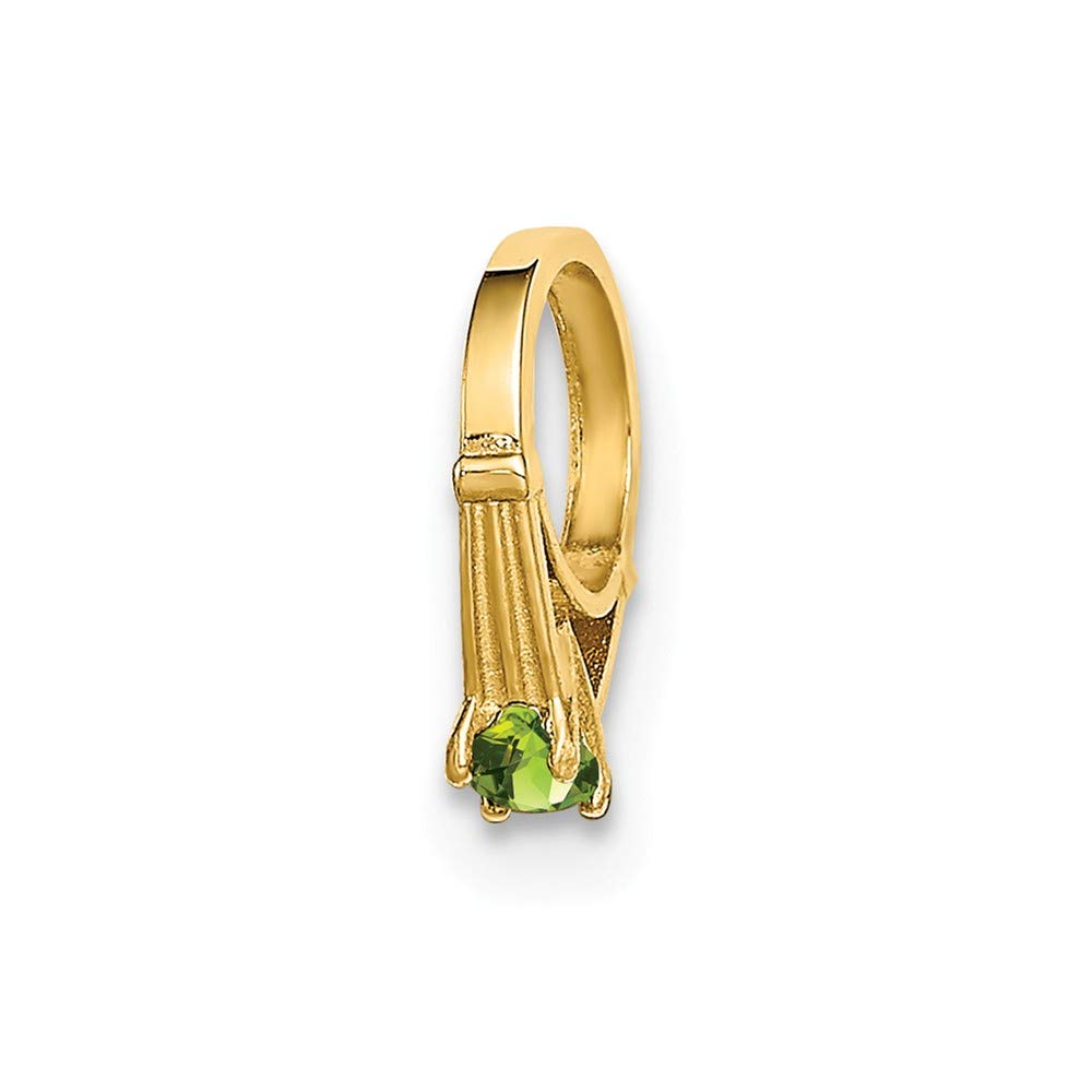 14k Yellow Gold Wedding Ring with Green Glass Charm - Elegant Bridal Jewelry