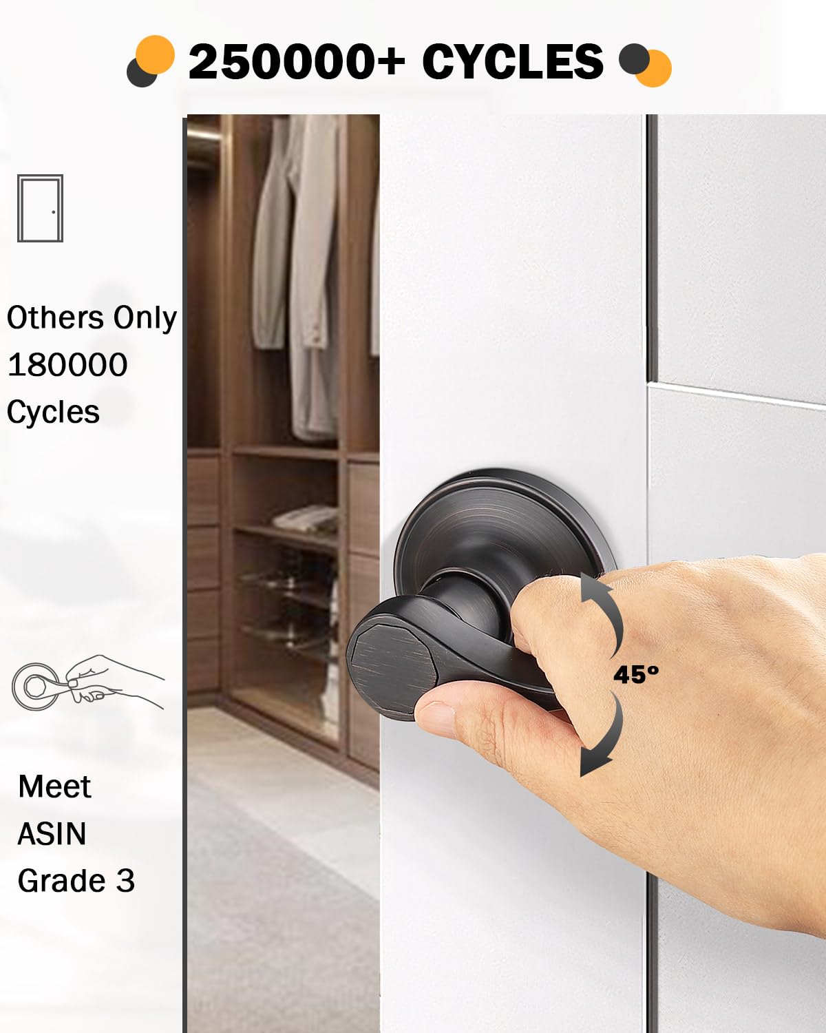 Gobrico Oil Rubbed Bronze Passage Door Levers - 5 Pack Reversible Wave Style Interior Door Handles for Hall Closet & Bedroom Doors | Durable & Stylish Hardware for Home Upgrade