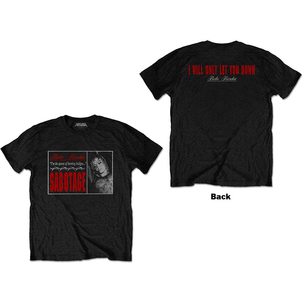 Bebe Rexha Unisex T-Shirt: Sabotage Let You Down (Back Print) | Vintage Band Tee for Men & Women | Perfect for Concerts, Parties & Casual Wear