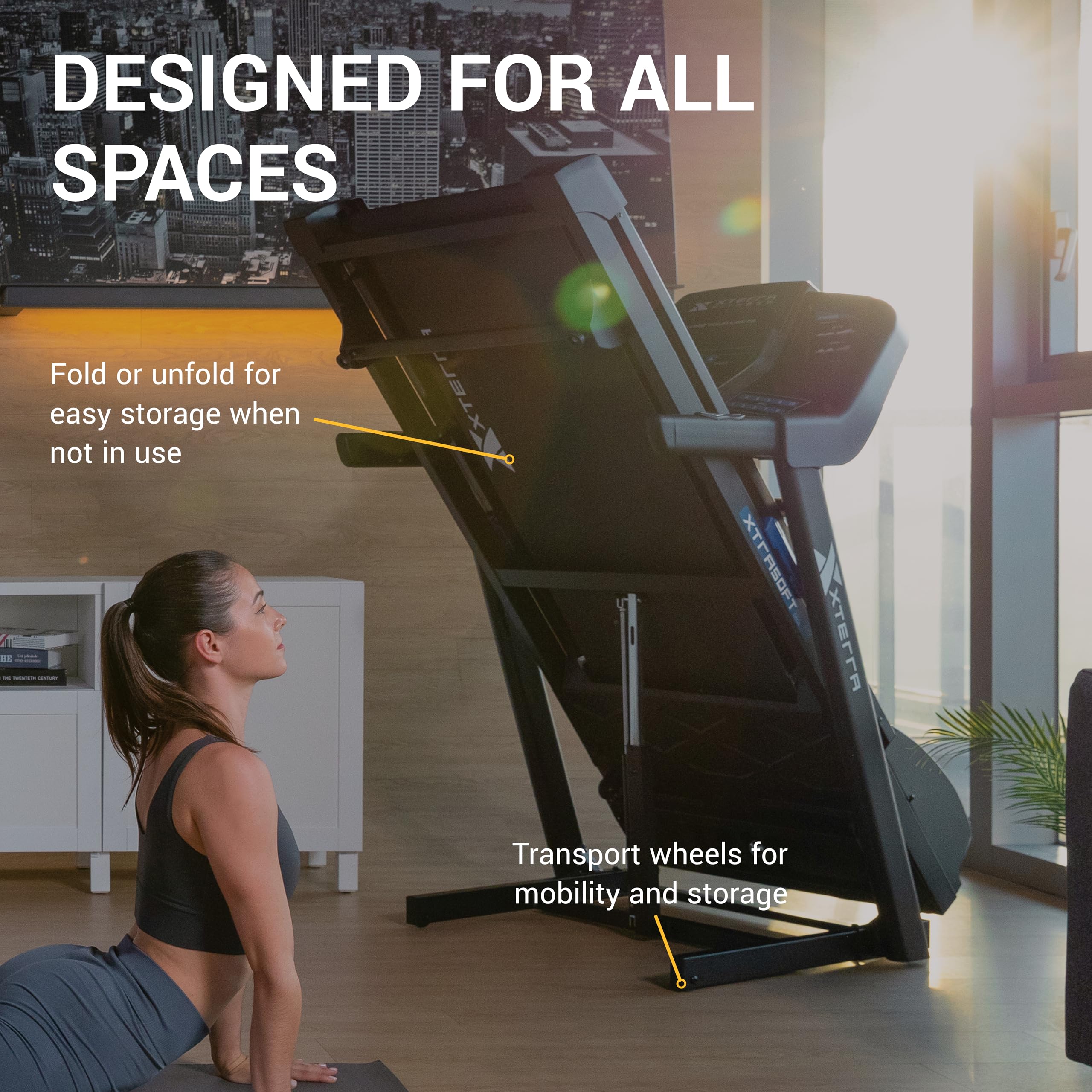 XTERRA Fitness Sport Series Premium Folding Smart Treadmill with Bluetooth & App - Adjustable Speed & Incline Controls, XTRASoft Cushioned Running Deck - Perfect for Home Gym, Cardio Workouts & Indoor Running Training