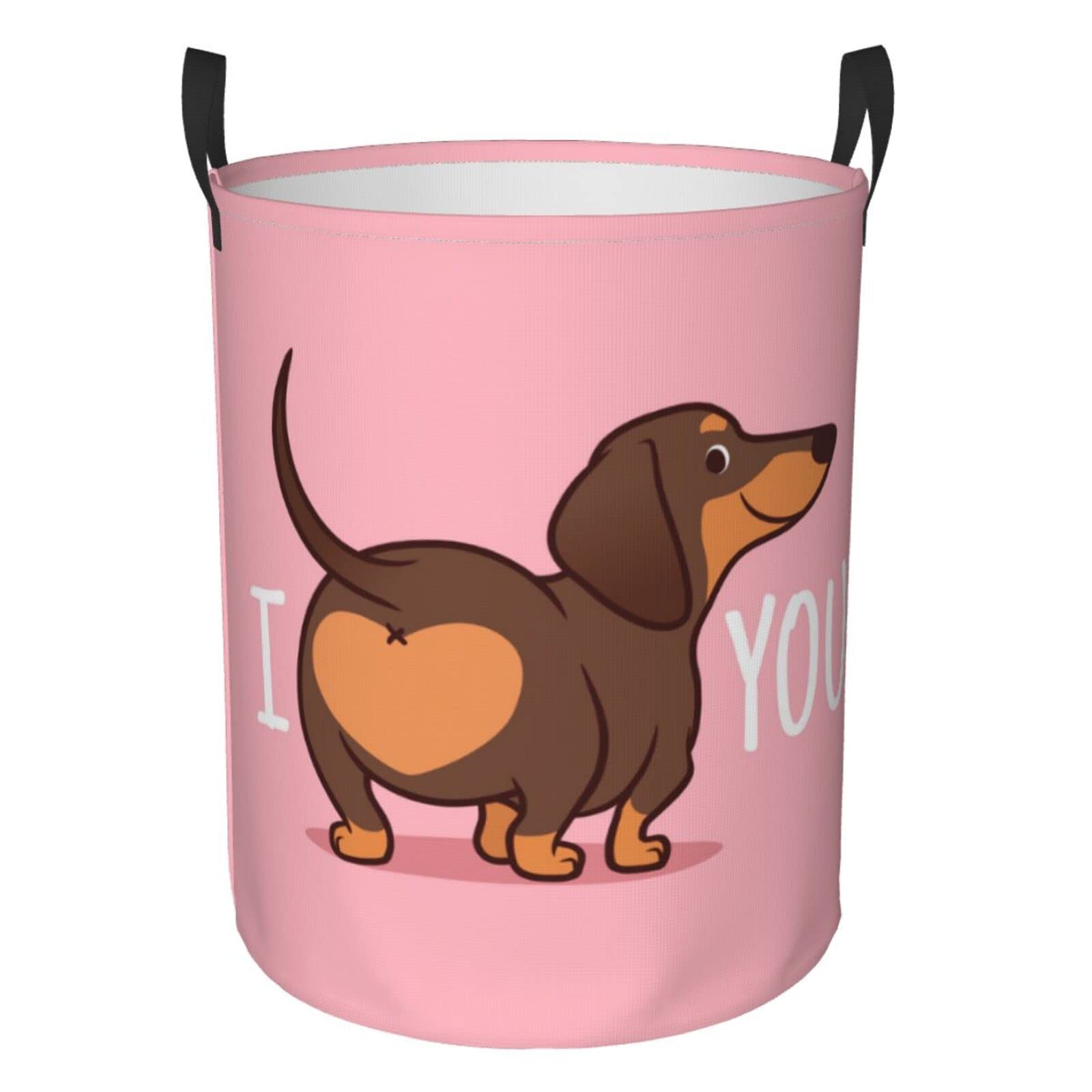 Waterproof Collapsible Laundry Basket with Handle - Large Fabric Hamper Organizer for Clothes, Toys & Bathroom Storage | Durable Dachshund Design for Pet Lovers | Perfect for Laundry Room, Bedroom & Dorm Organization